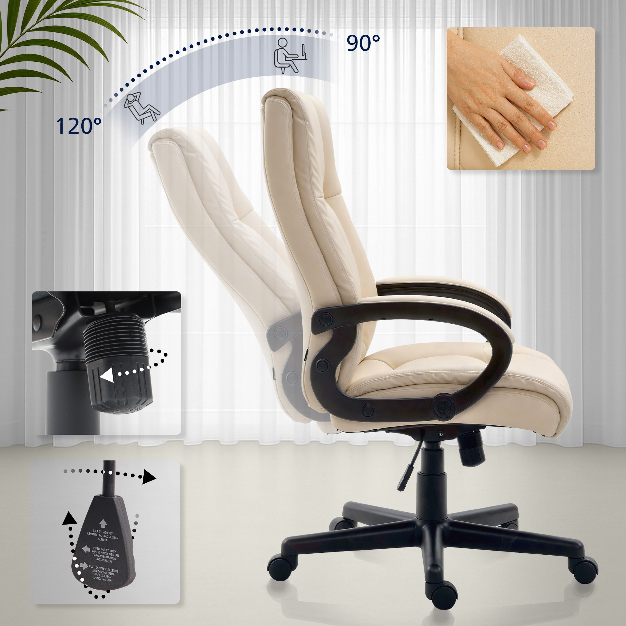 Chaise de bureau XL Sparta similicuir