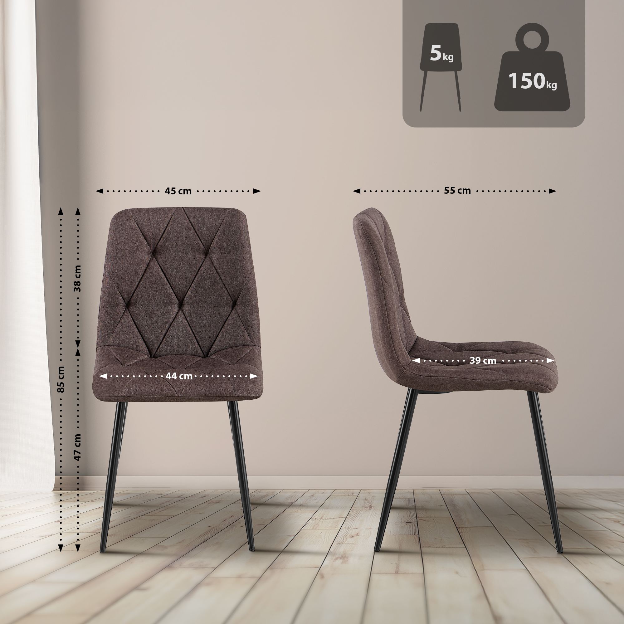 Lot de 2 chaises de salle à manger Clairton