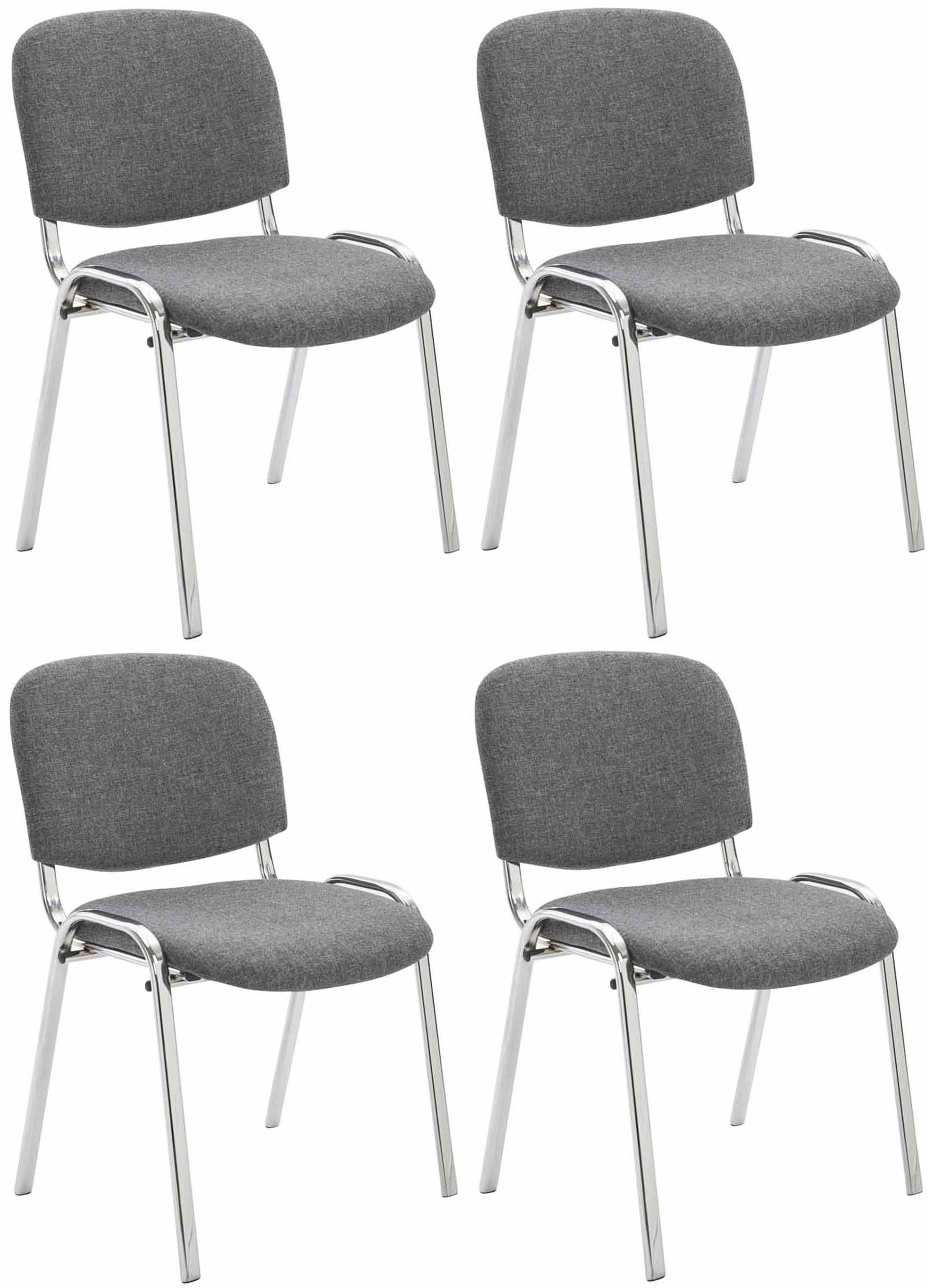 Lot de 4 Chaises de visiteur Ken en tissu avec Pieds en métal aspect chromé