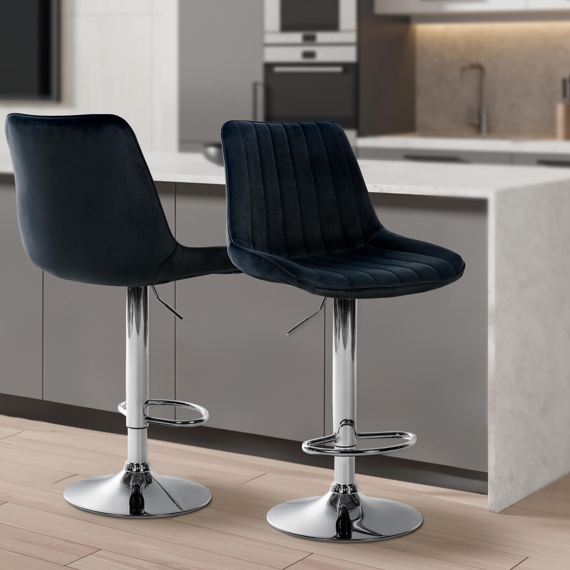 Tabouret de bar Toni en Velours Pied trompette en Métal