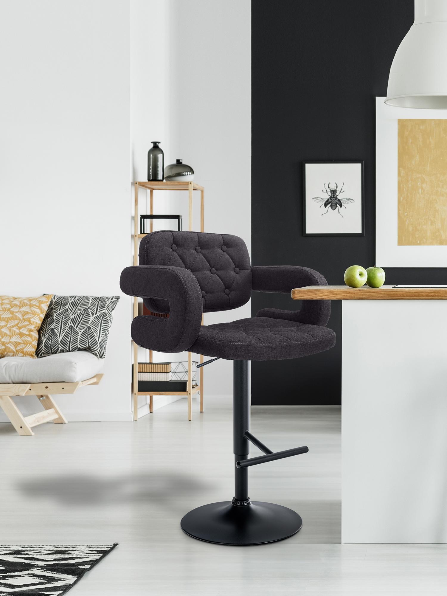 Tabouret de bar Dublin Tissu avec pied en métal