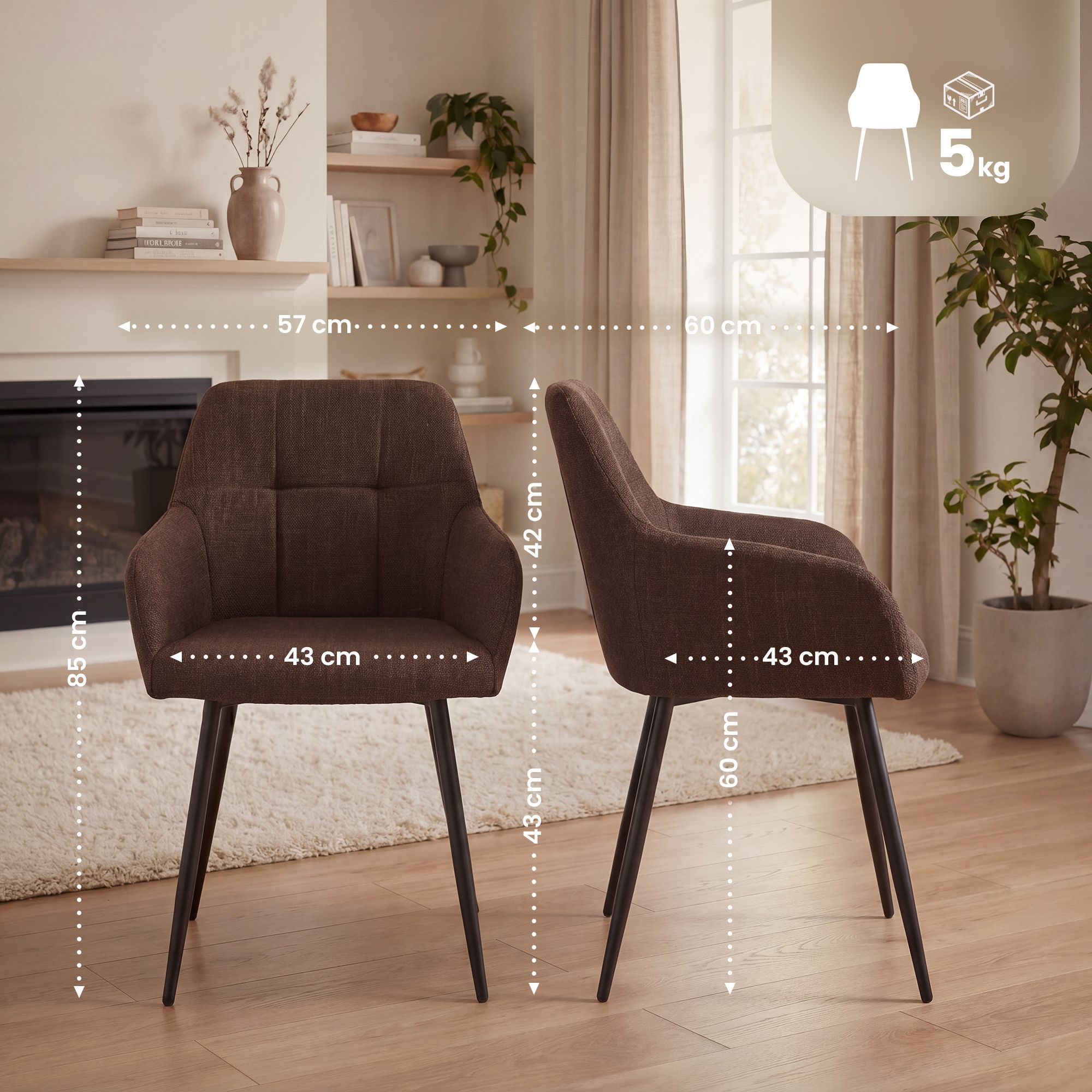 Chaise de salle à manger Fergus en tissu