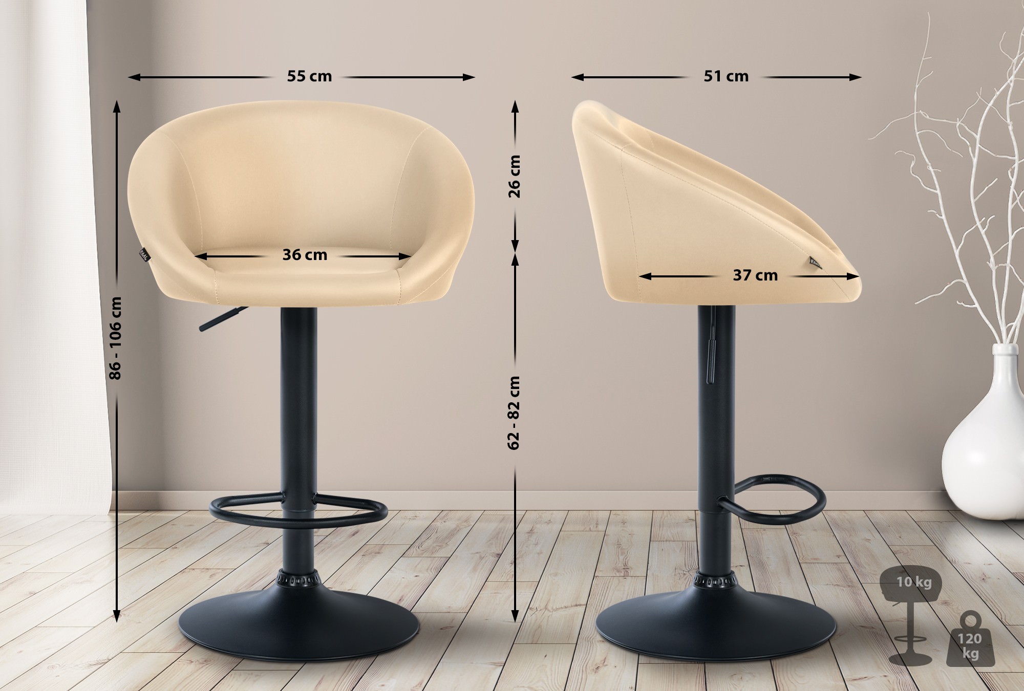 Tabouret de bar Davie similicuir