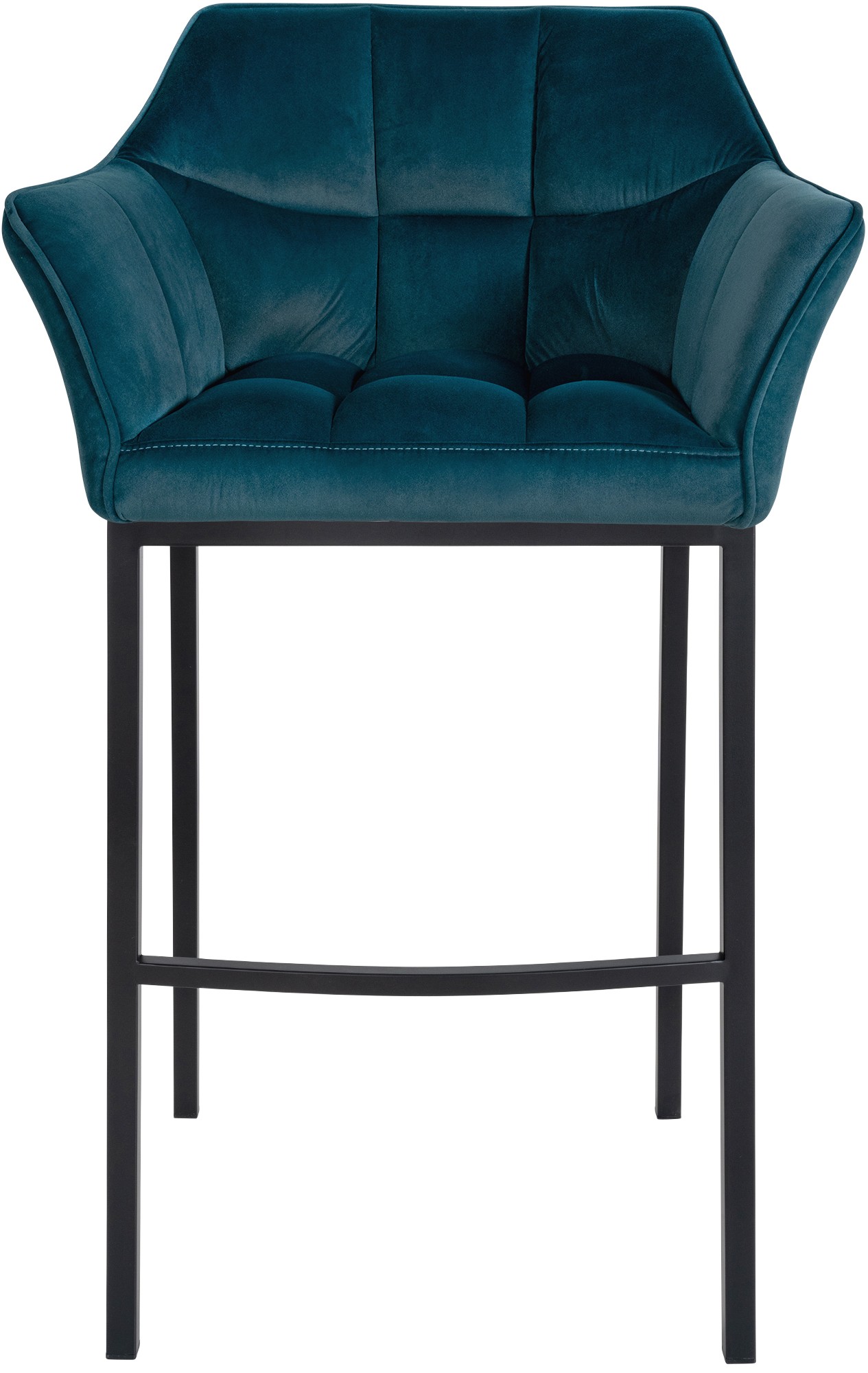 Lot de 2 tabourets de bar Damaso en velours avec piètement à quatre pieds