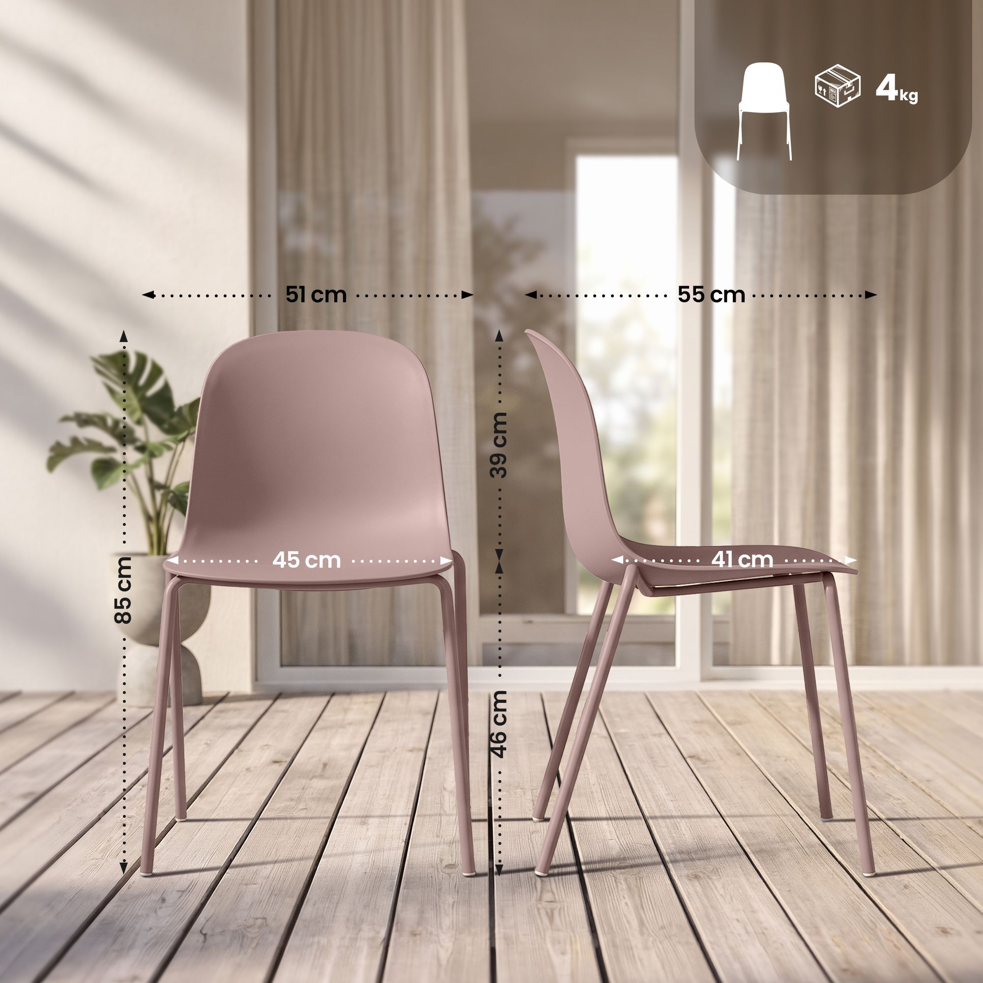 Lot de 2 chaises empilables Hardin