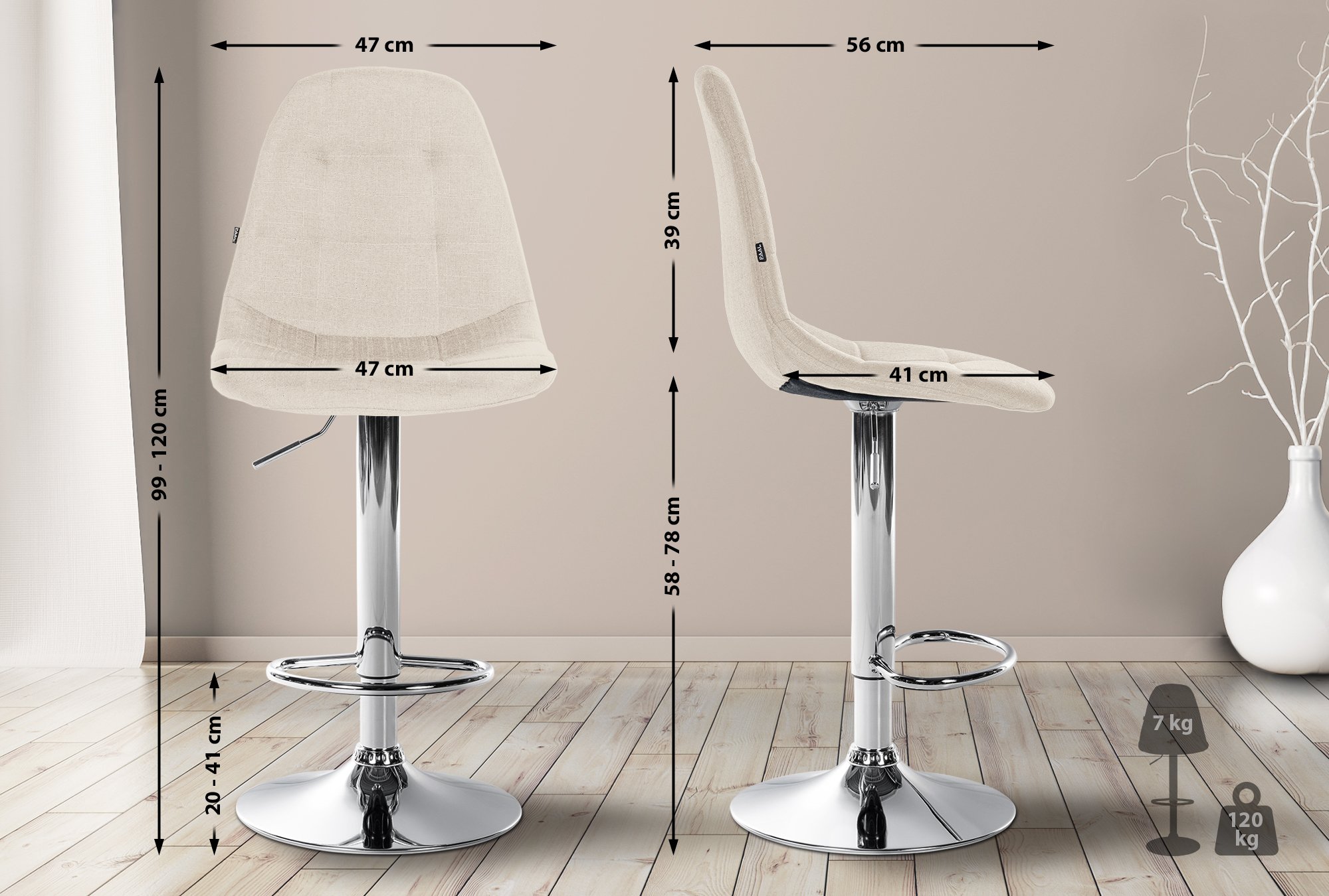Tabouret de bar Elmore Tissu