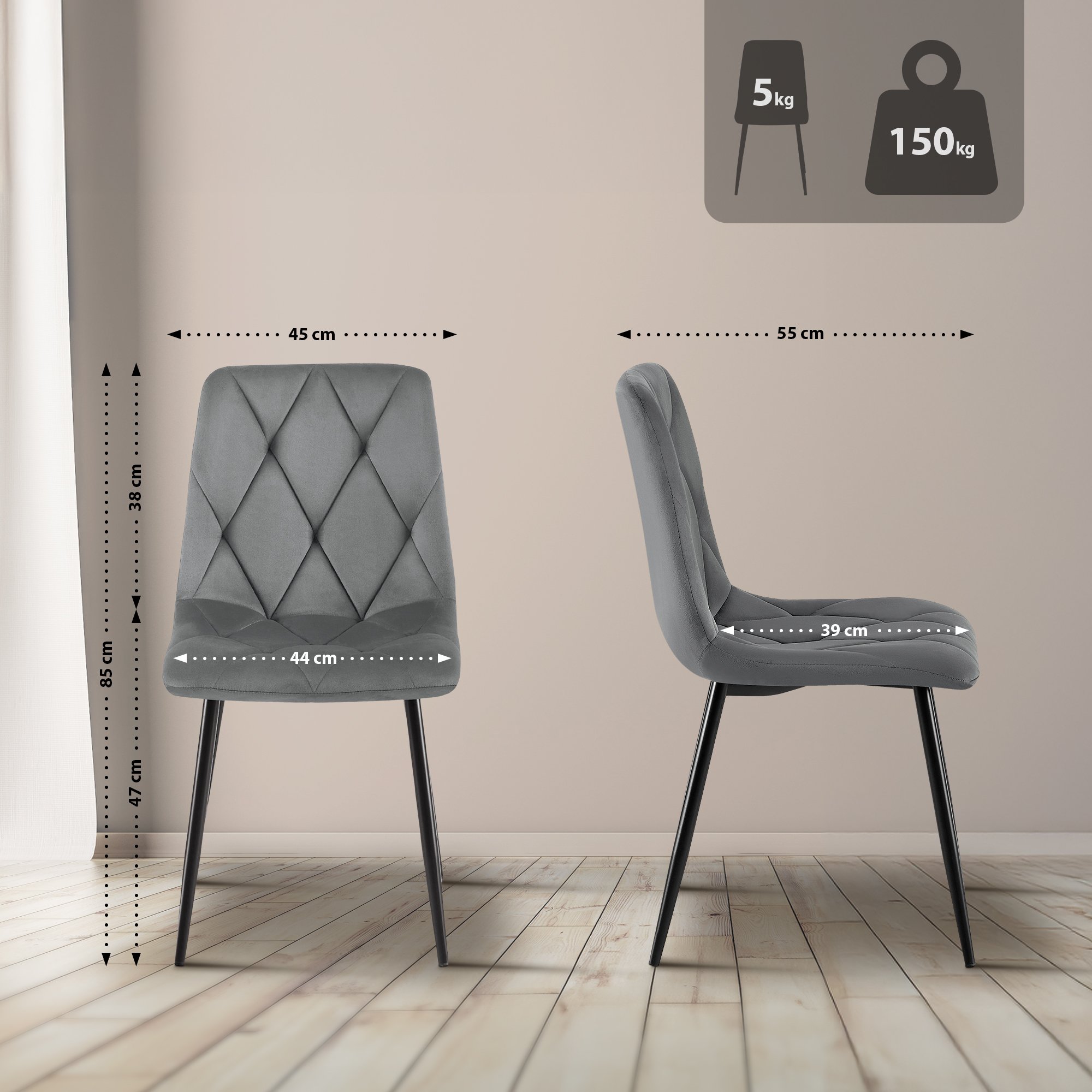 Lot de 2 chaises de salle à manger Clairton