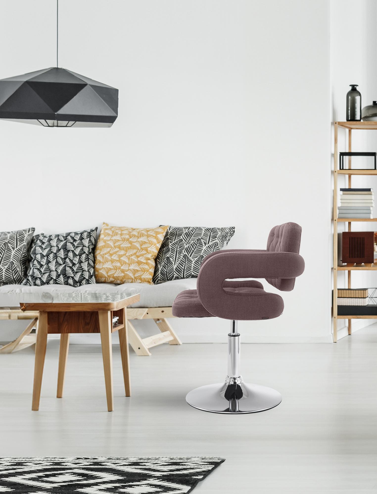 Chaise lounge Dublin Tissu - Piètement avec colonne centrale métal chromé