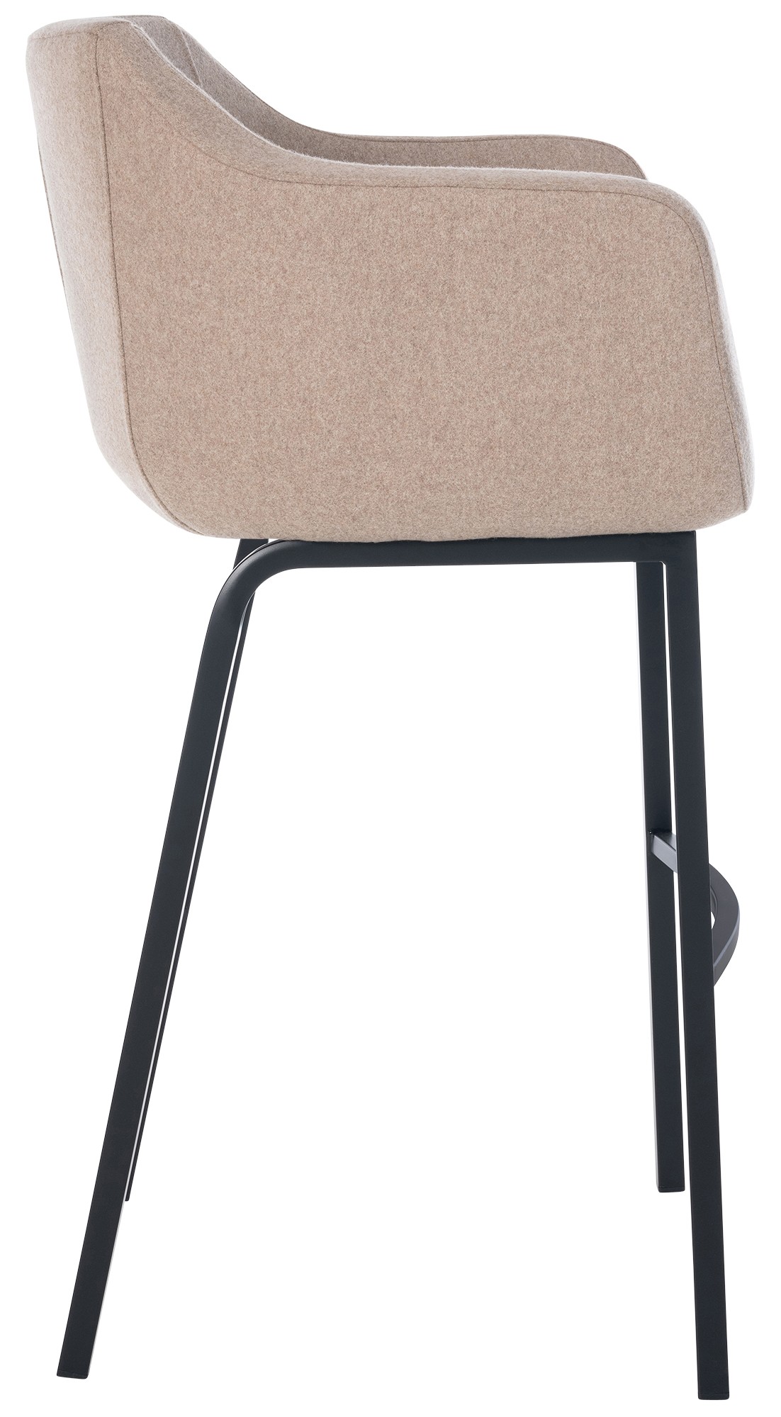 Tabouret de bar Monea feutre avec piètement à quatre pieds