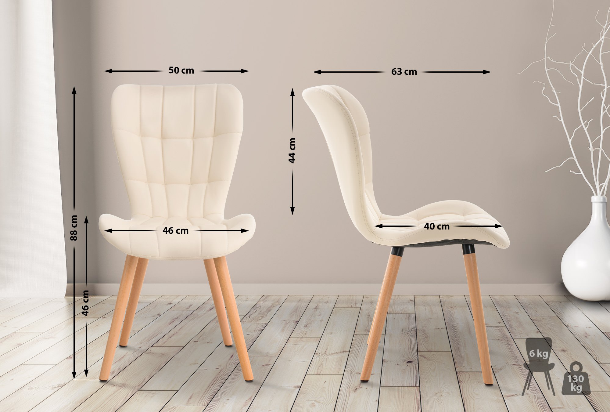 Lot de 2 chaises de salle à manger Elda