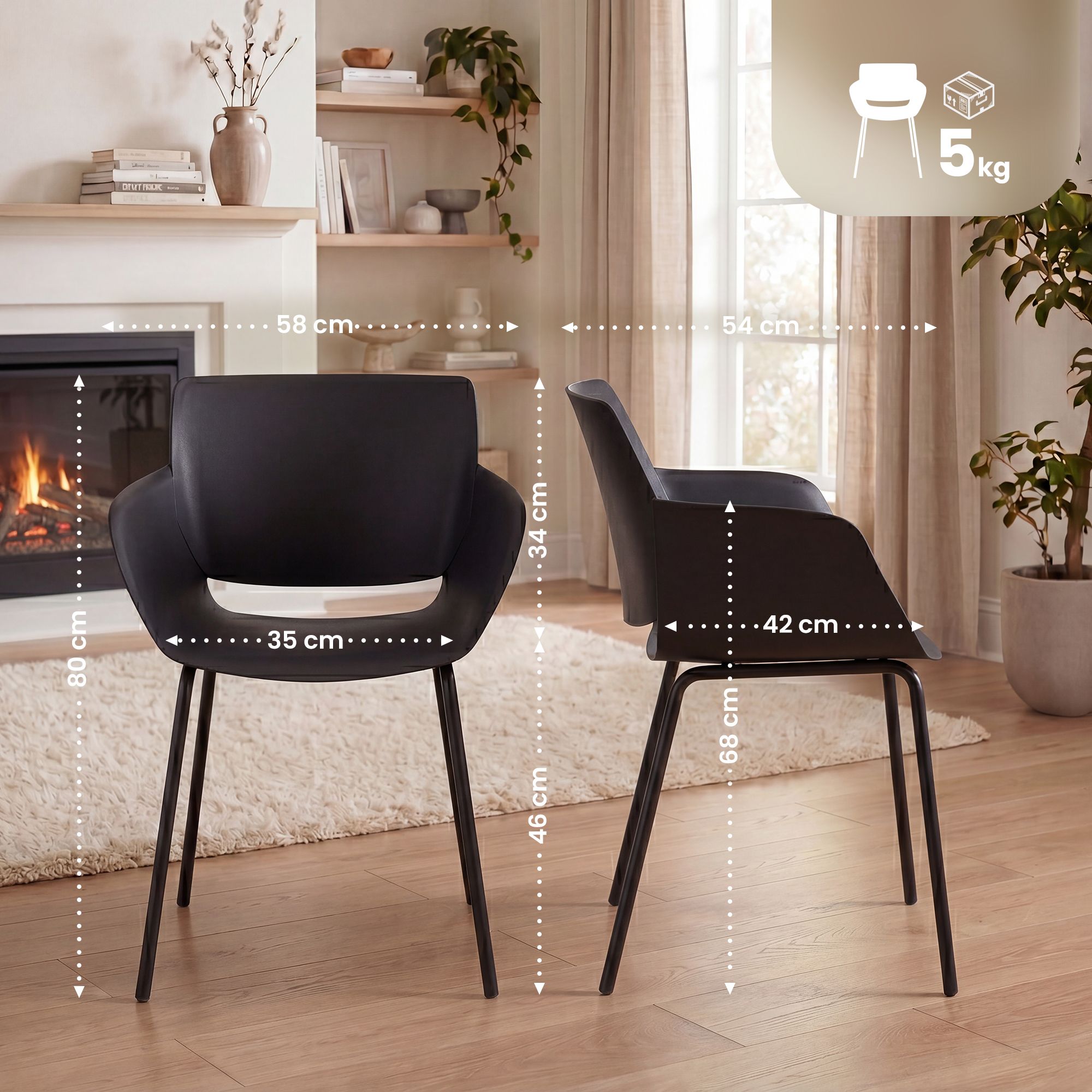 Lot de 2 chaises de jardin Alpena