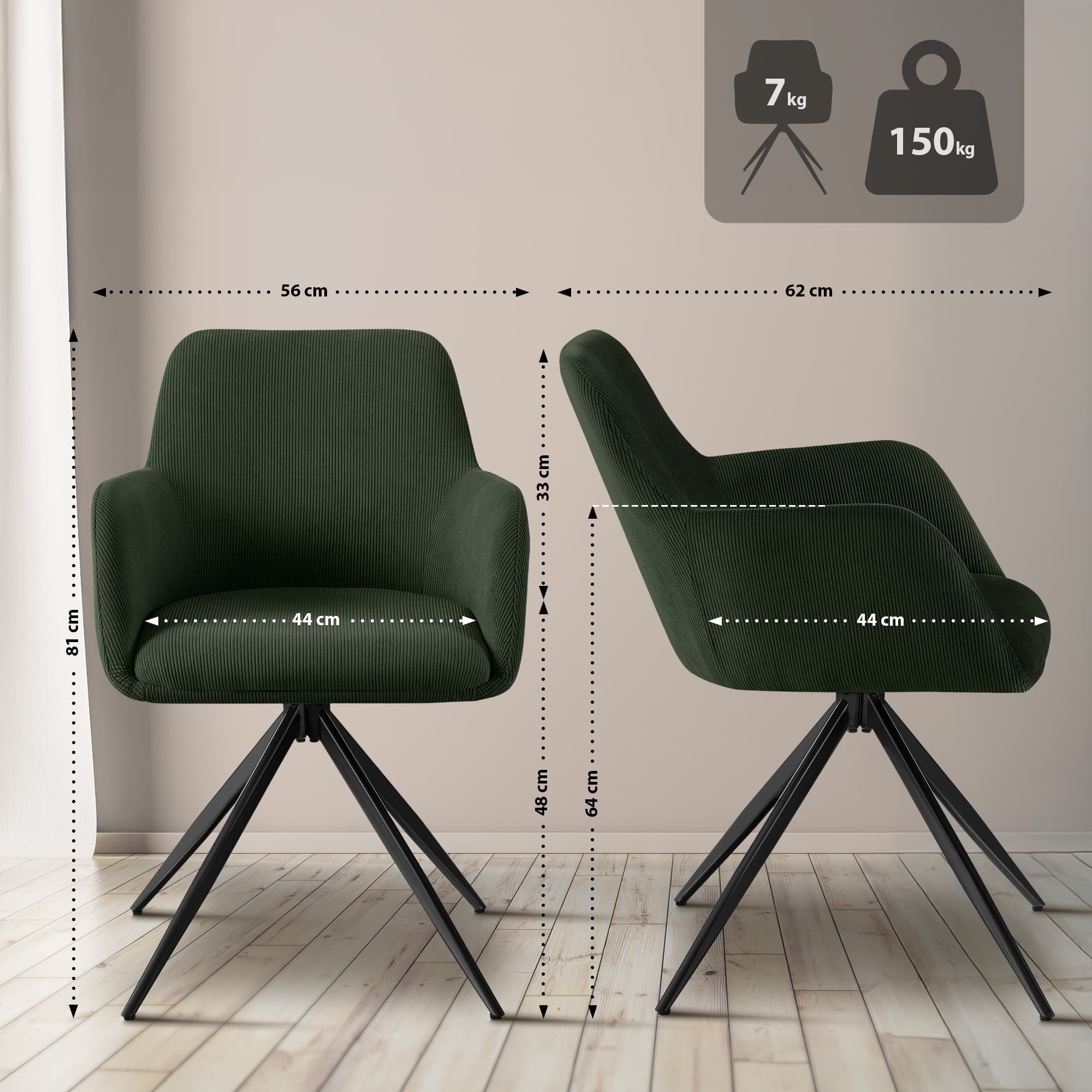 Chaise de salle à manger Olema Cord