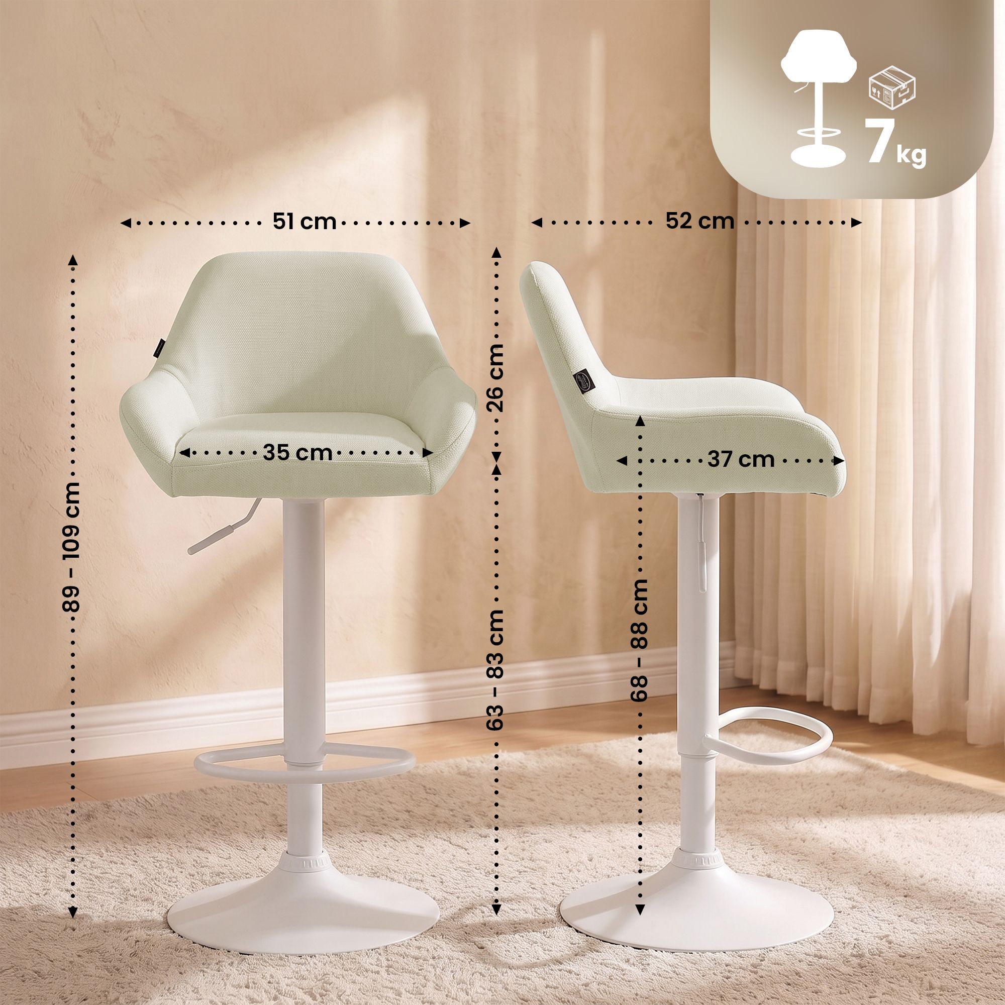 Tabouret de bar Braga tissu