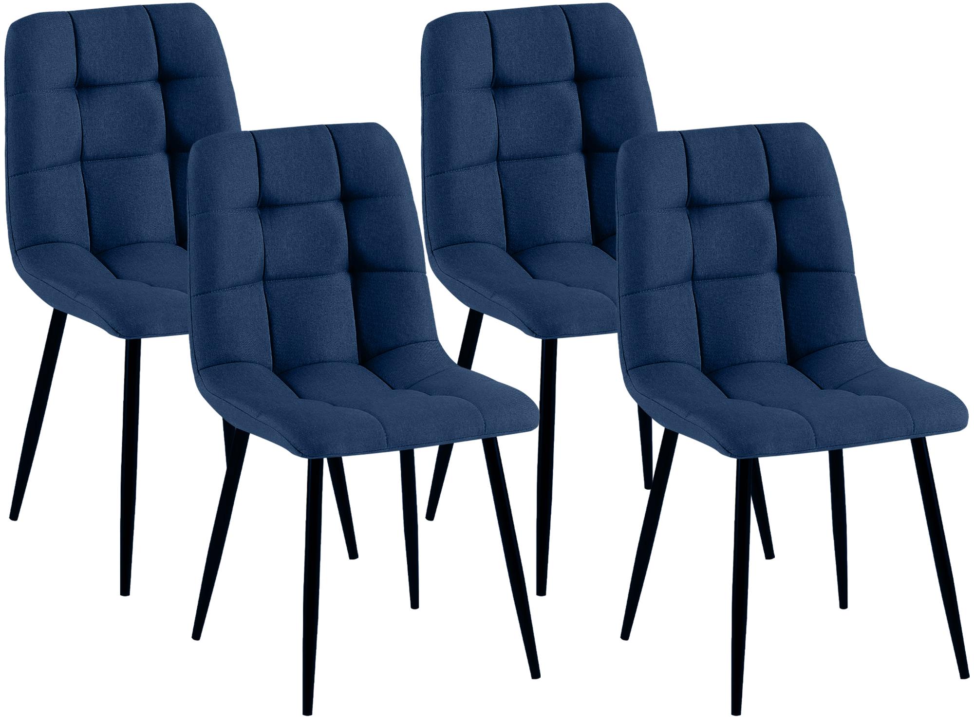 Lot de 4 chaises de salle a manger Antibes en tissu