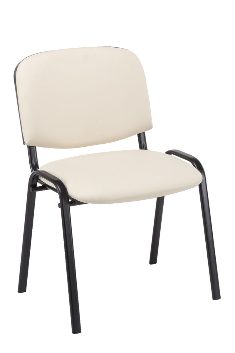 Lot de 4 chaises visiteur empilables Ken en similicuir et piètement noir