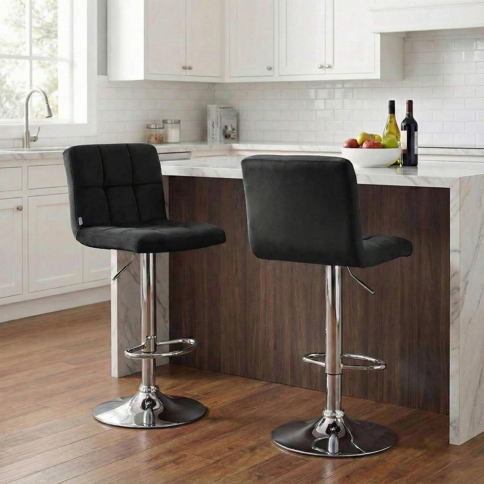 Lot de 2 tabourets de bar Peru velours