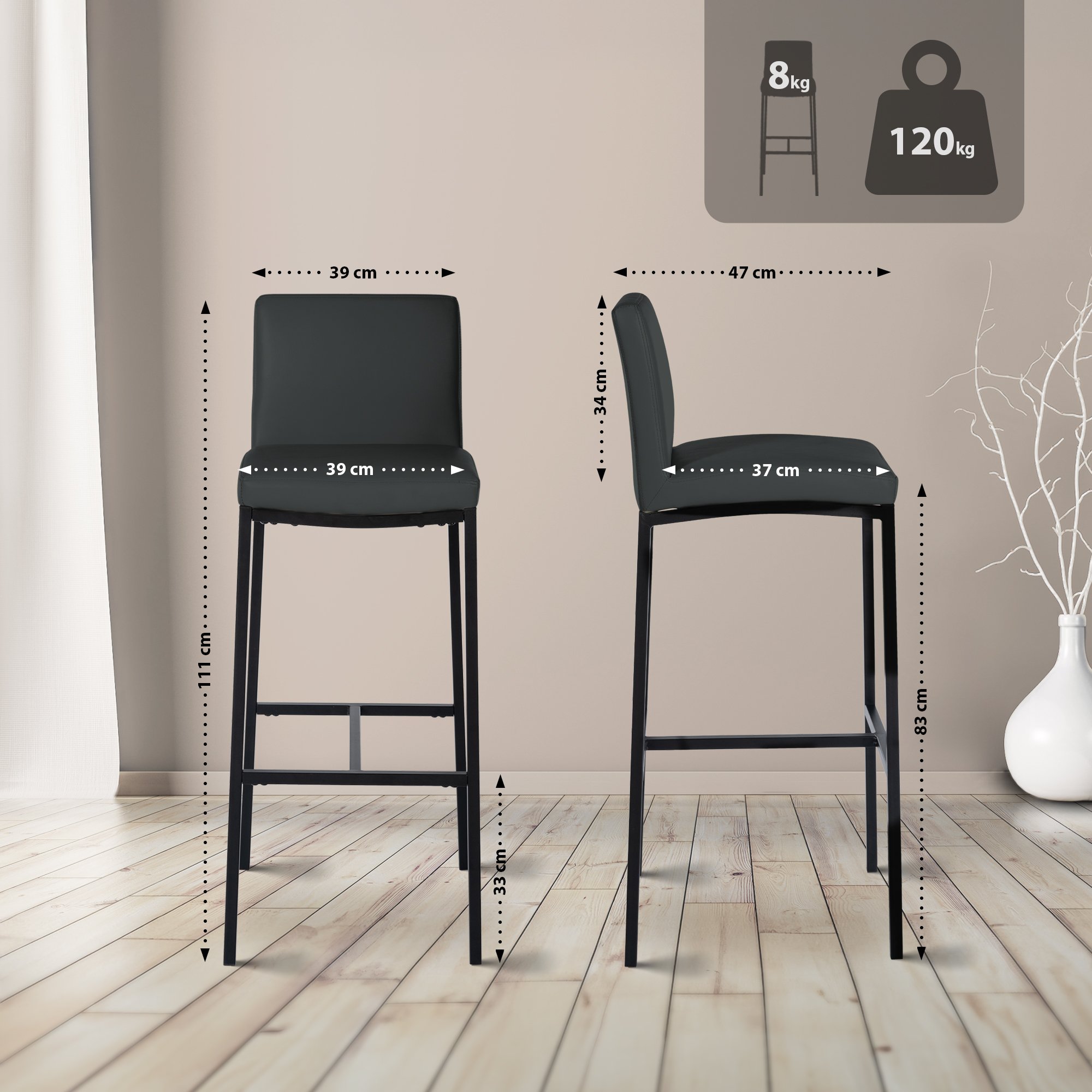 Lot de 2 Tabourets de bar Freeport