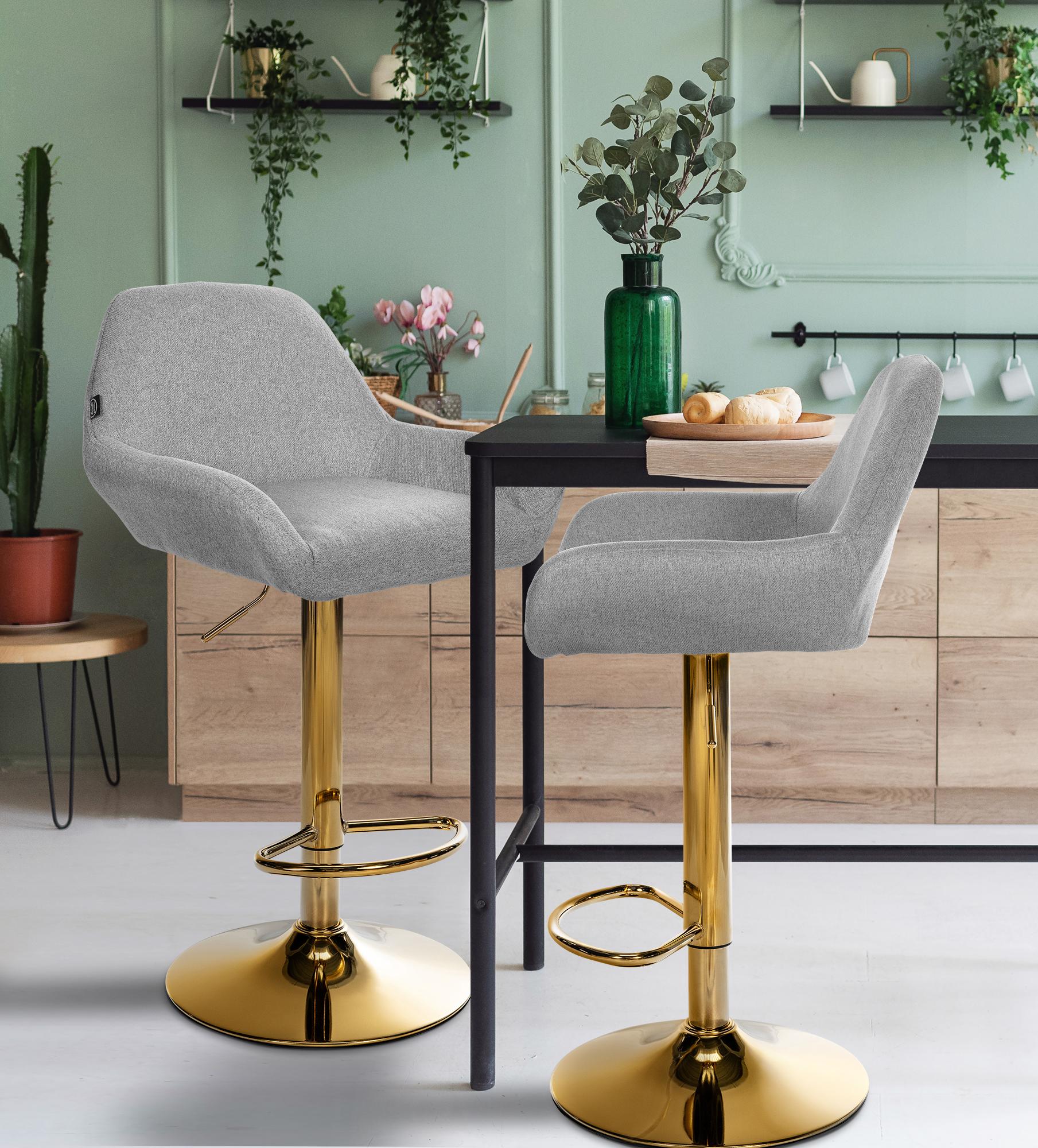 Lot de 2 tabourets de bar Braga Gold tissu