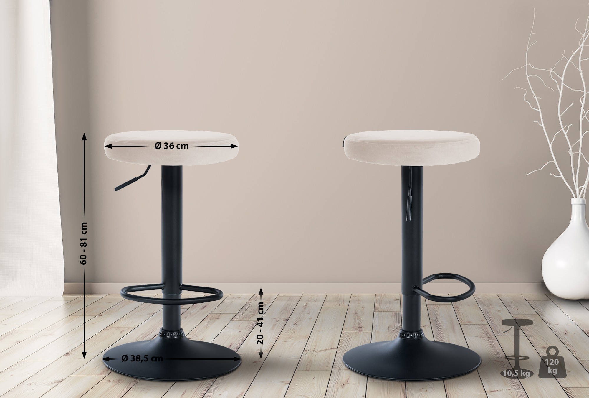 Tabouret de bar Ponte revêtement velours