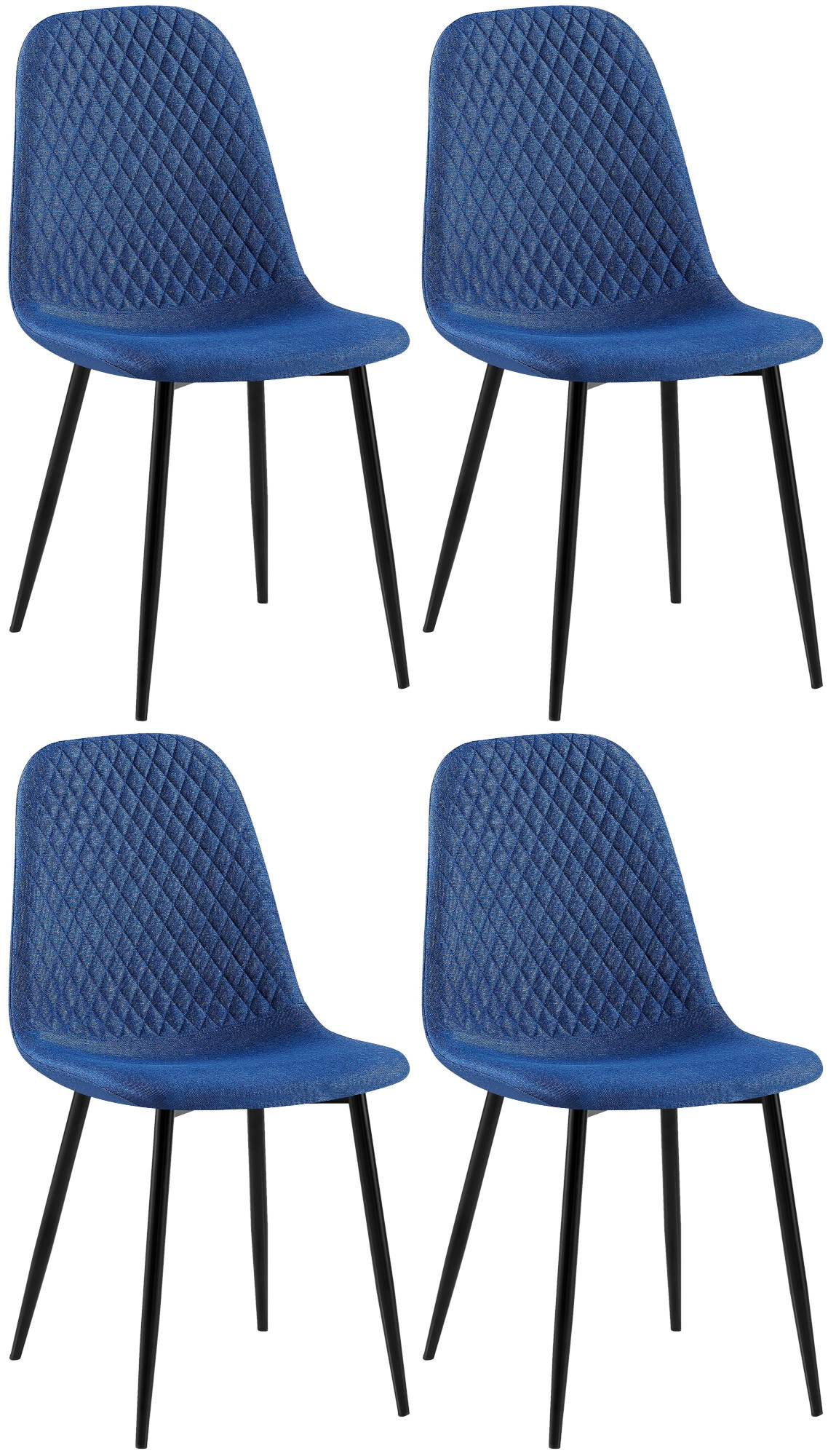 Lot de 4 Chaises de salle à manger Giverny avec Piètement en métal noir