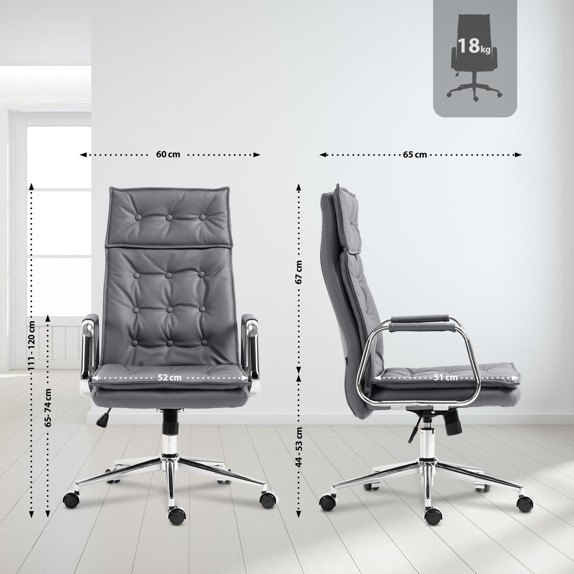 Chaise de bureau Sotira en cuir véritable