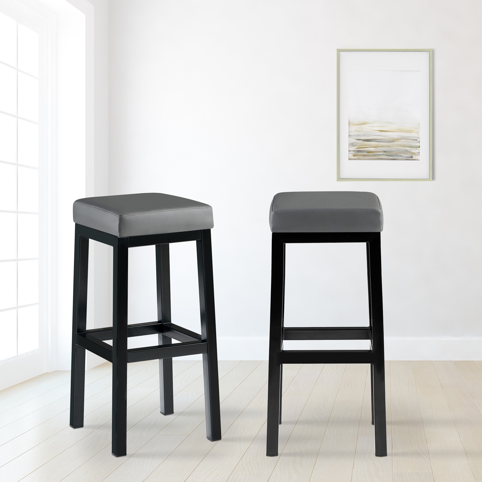 Tabouret de bar Taylor hauteur d'assise 83 cm piètement métal noir