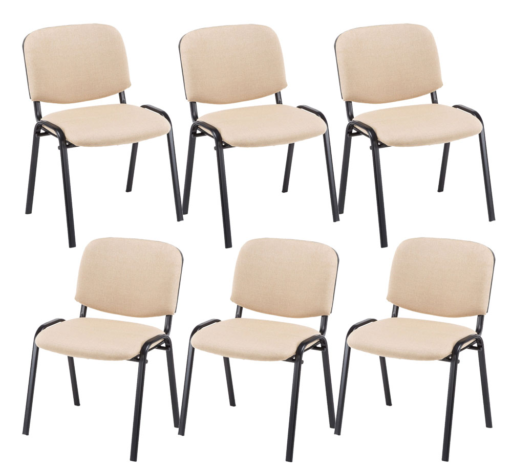 Lot de 6 chaises visiteur empilables Ken en tissu