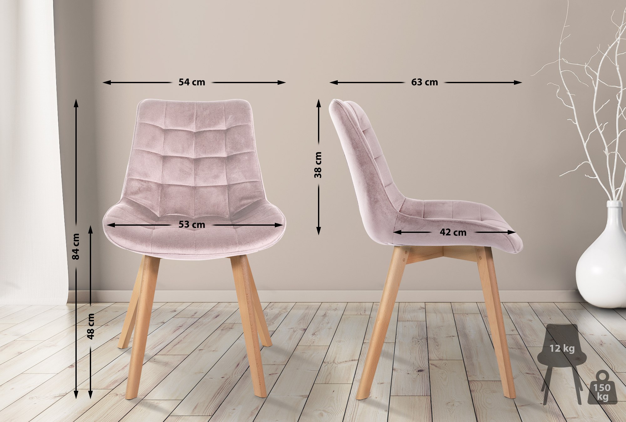 Lot de 2 chaises Brook velours