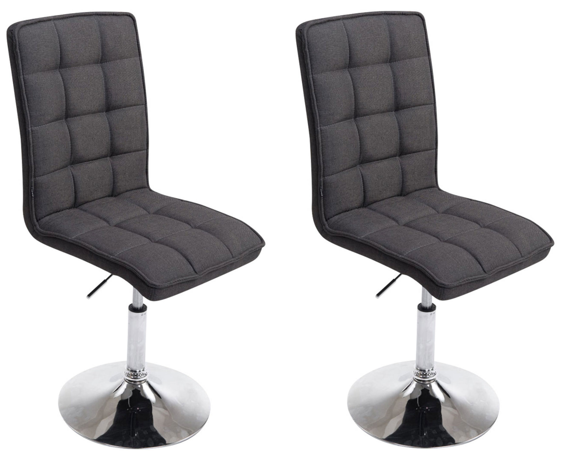 Lot de 2 chaises de salle à manger Peking V2 en tissu avec pied trompette