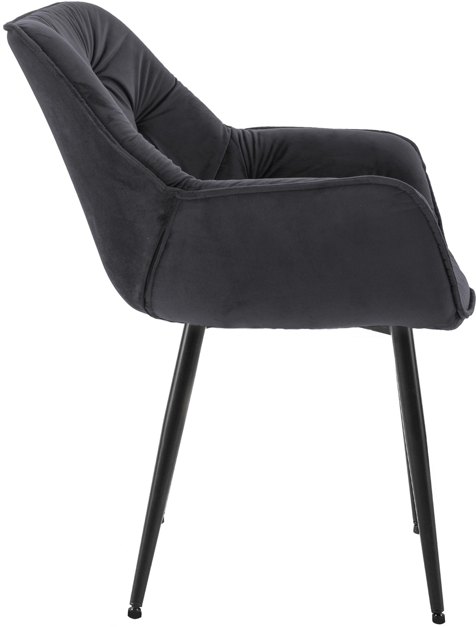 Chaise de salle à manger Tanna en Velours avec Piètement en Métal noir
