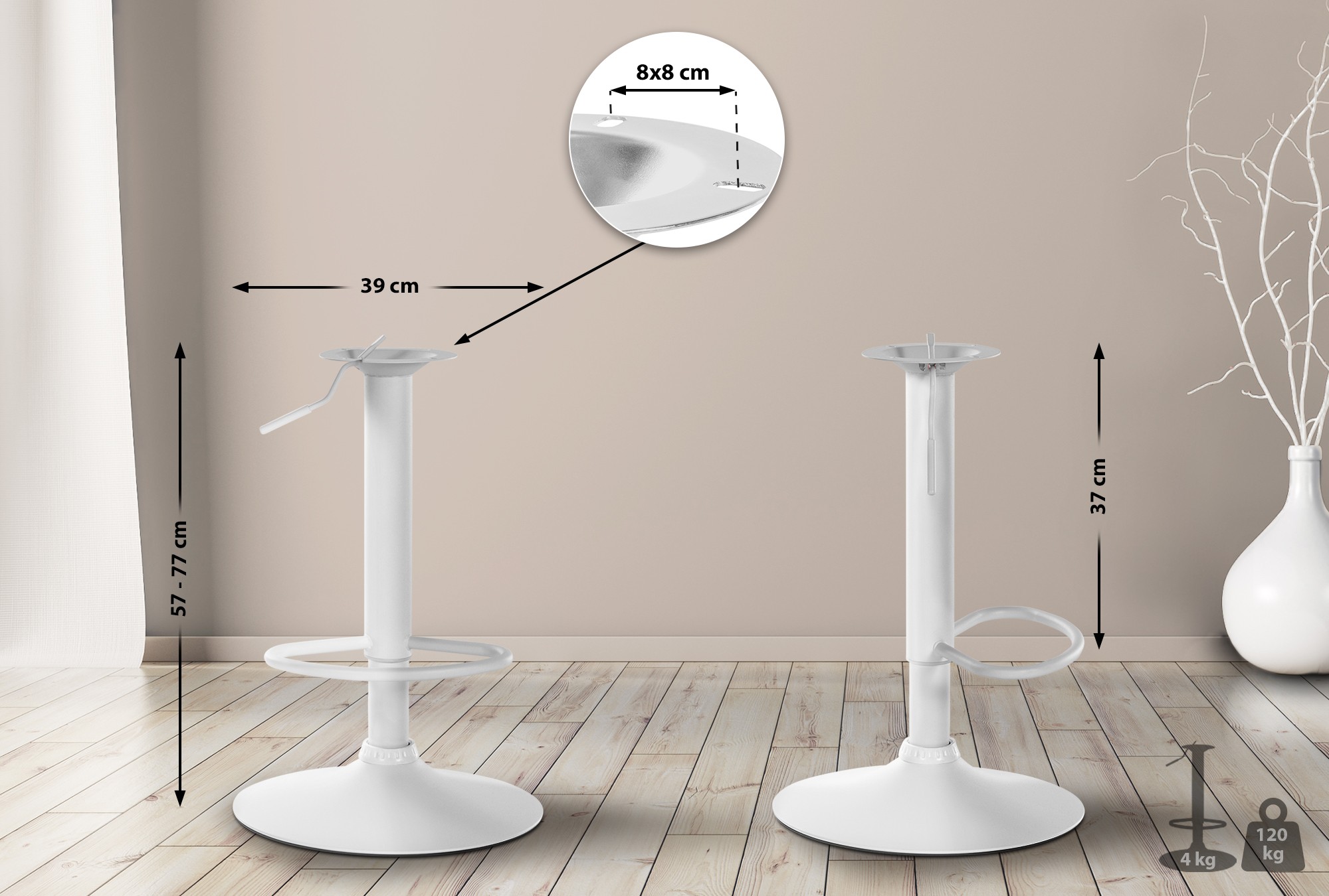 Support de remplacement pour tabouret de bar 8x8 cm
