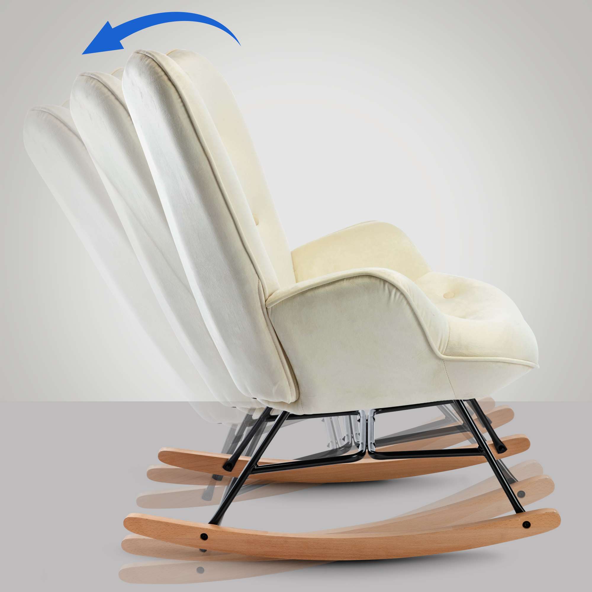 Fauteuil à bascule Sanka en Velours
