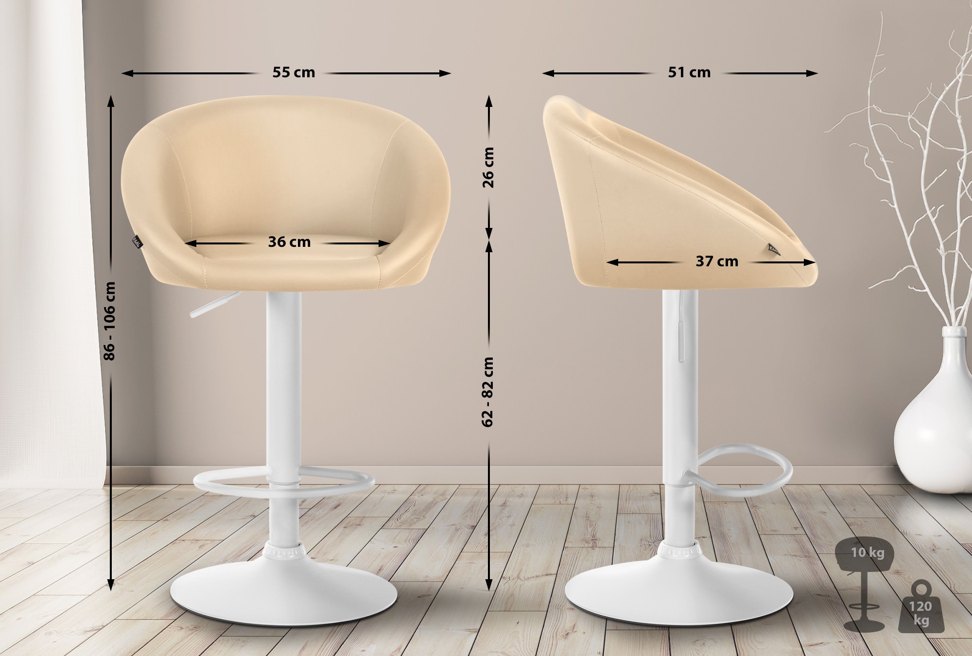 Tabouret de bar Davie similicuir
