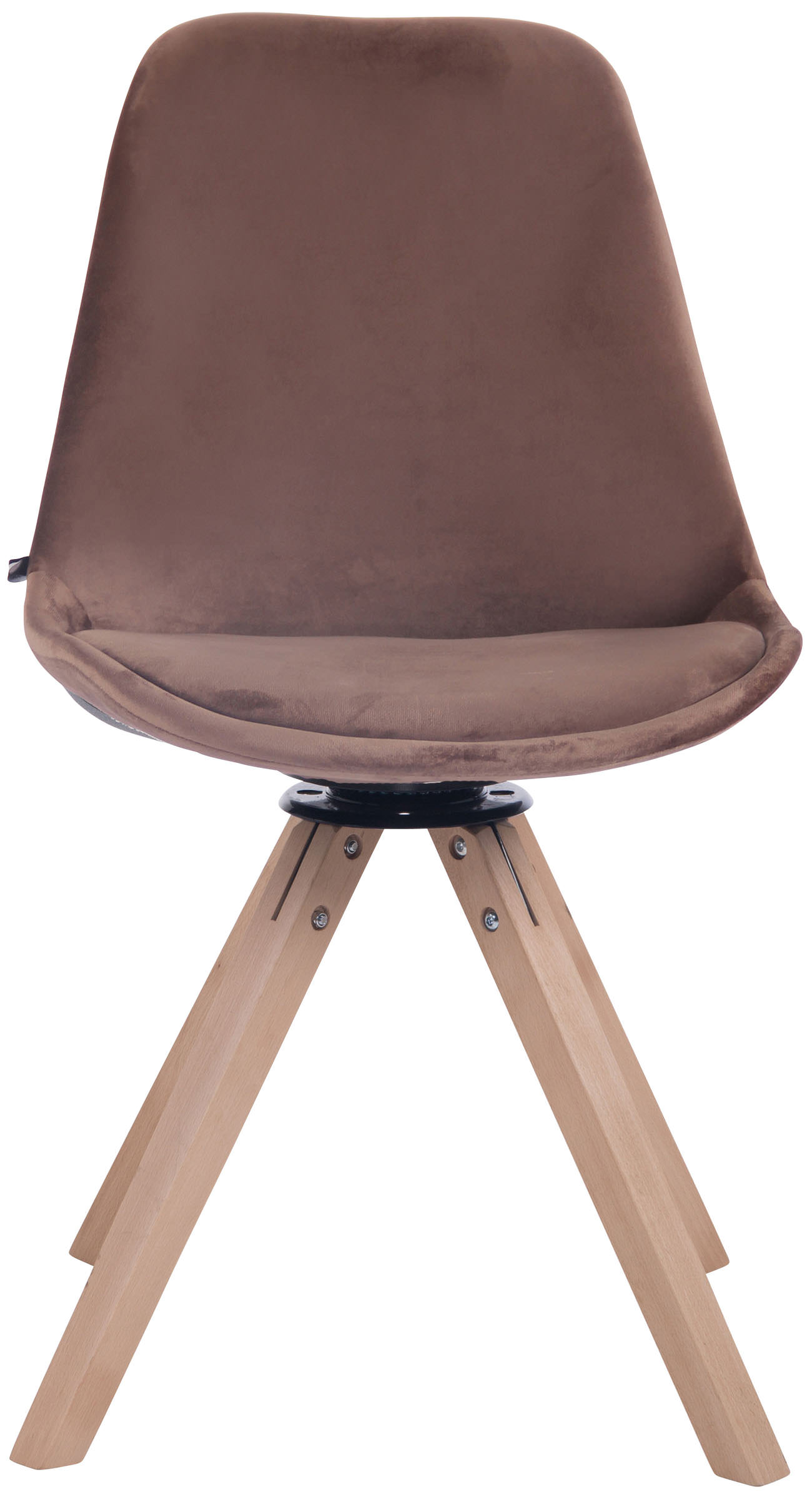 Chaise visiteur Troyes en velours avec piétement Carré en bois de hêtre ou de chêne