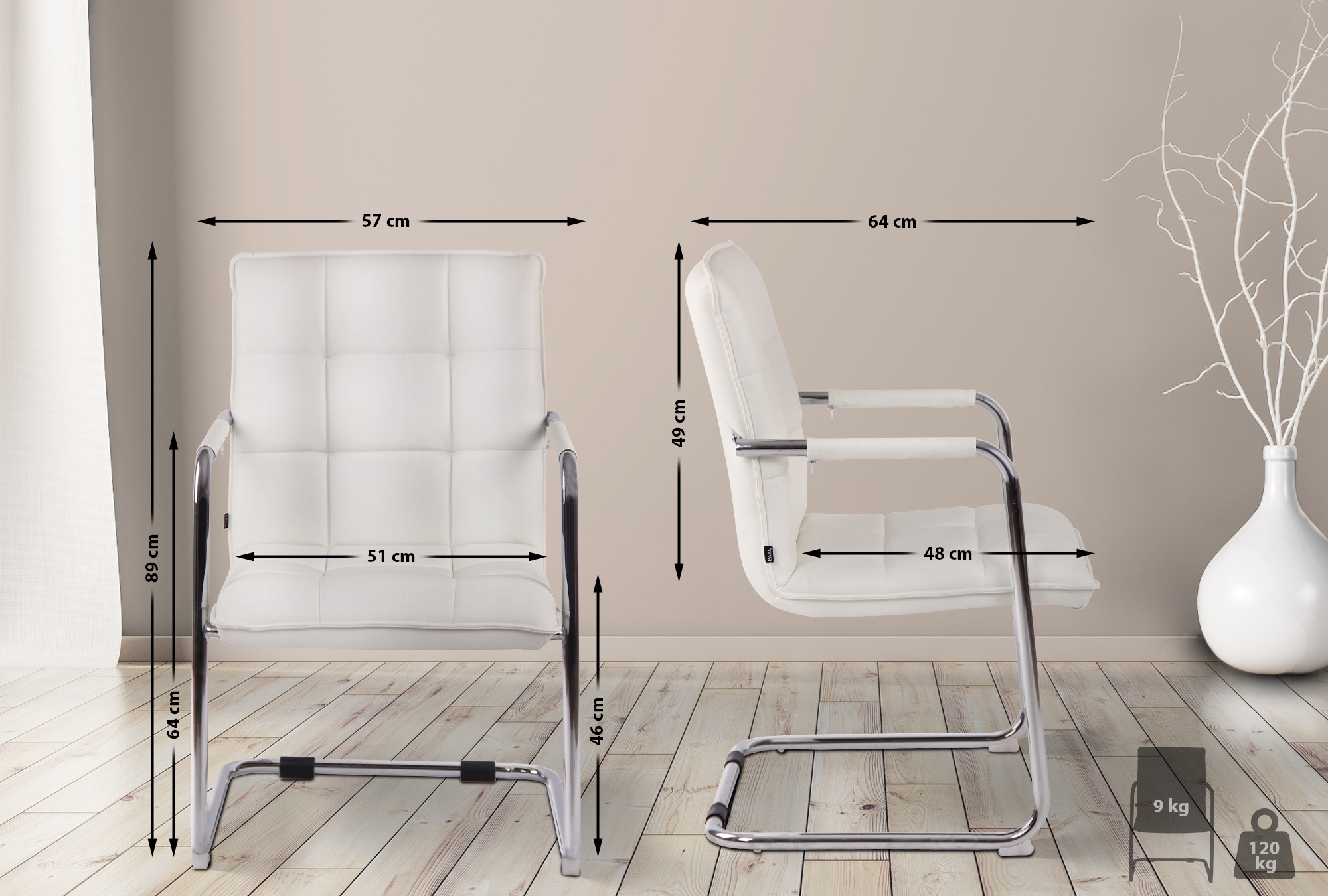 Chaise Cantilever Gandia en similicuir