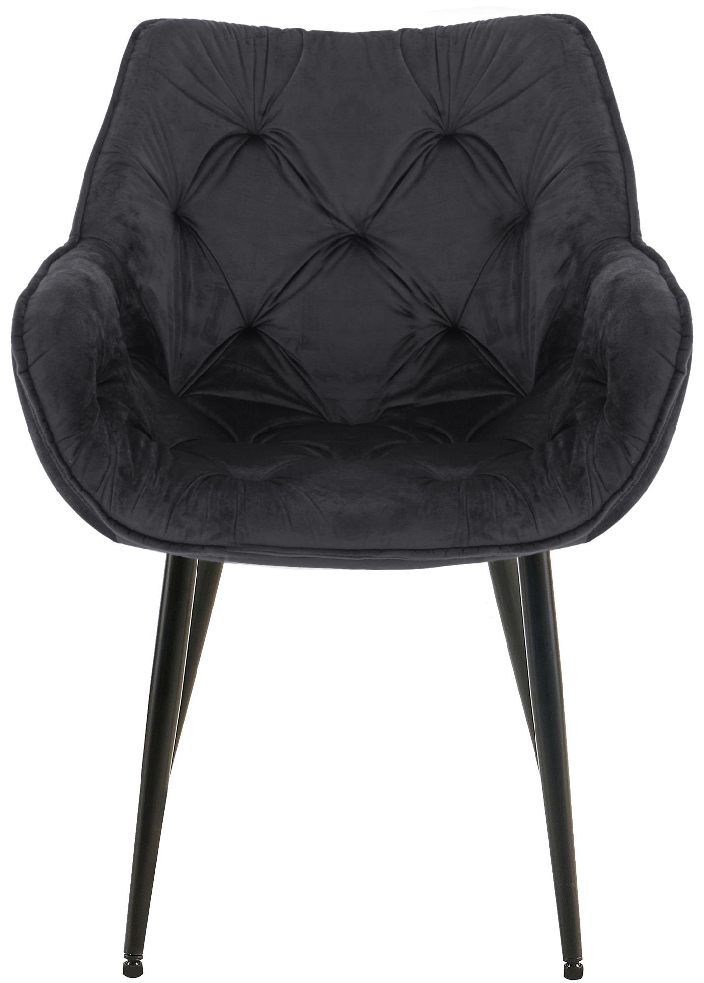 Lot de 4 Chaises de salle à manger Tanna en Velours Piètement en Métal noir