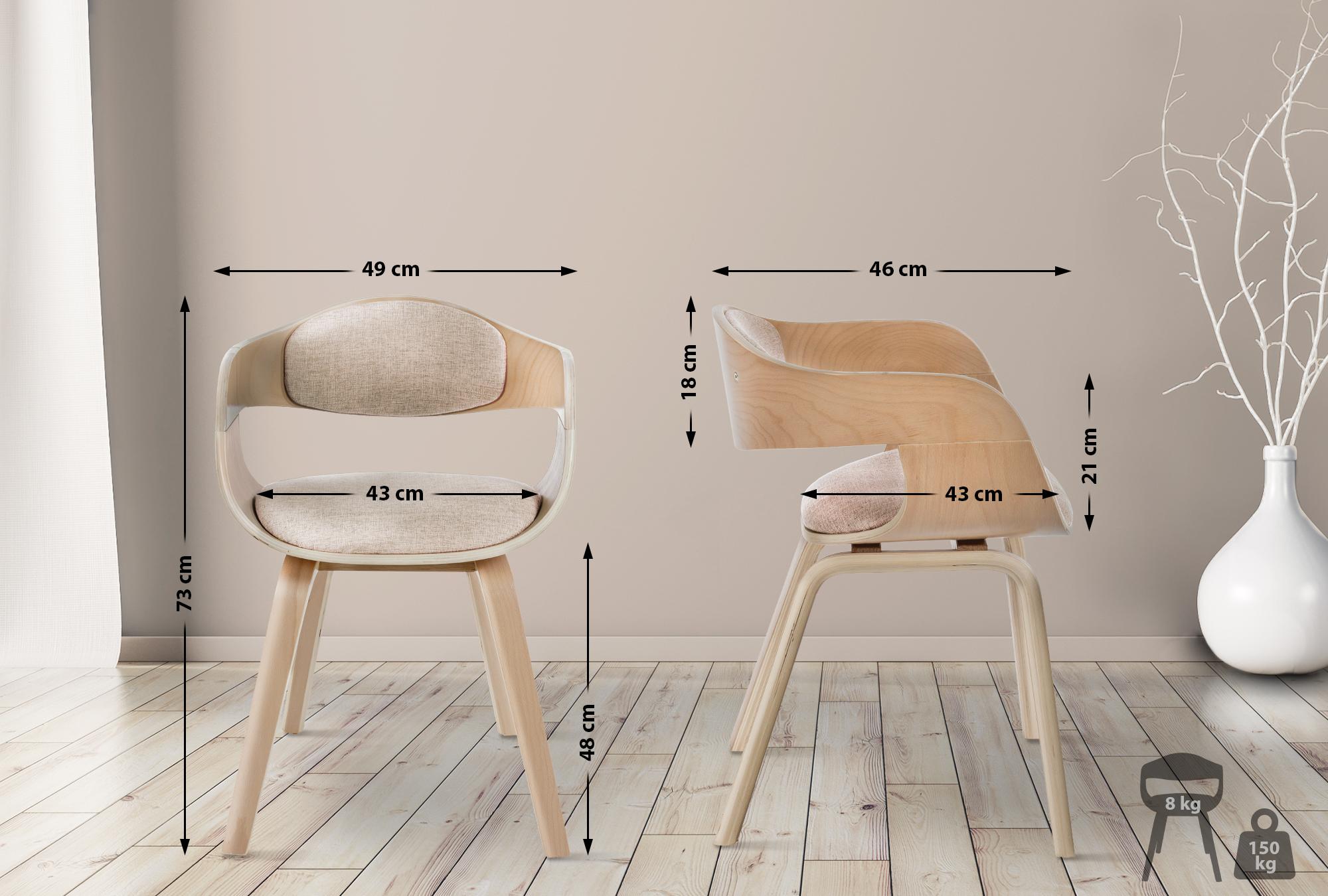 Lot de 2 chaises de salle à manger Kingston en Tissu