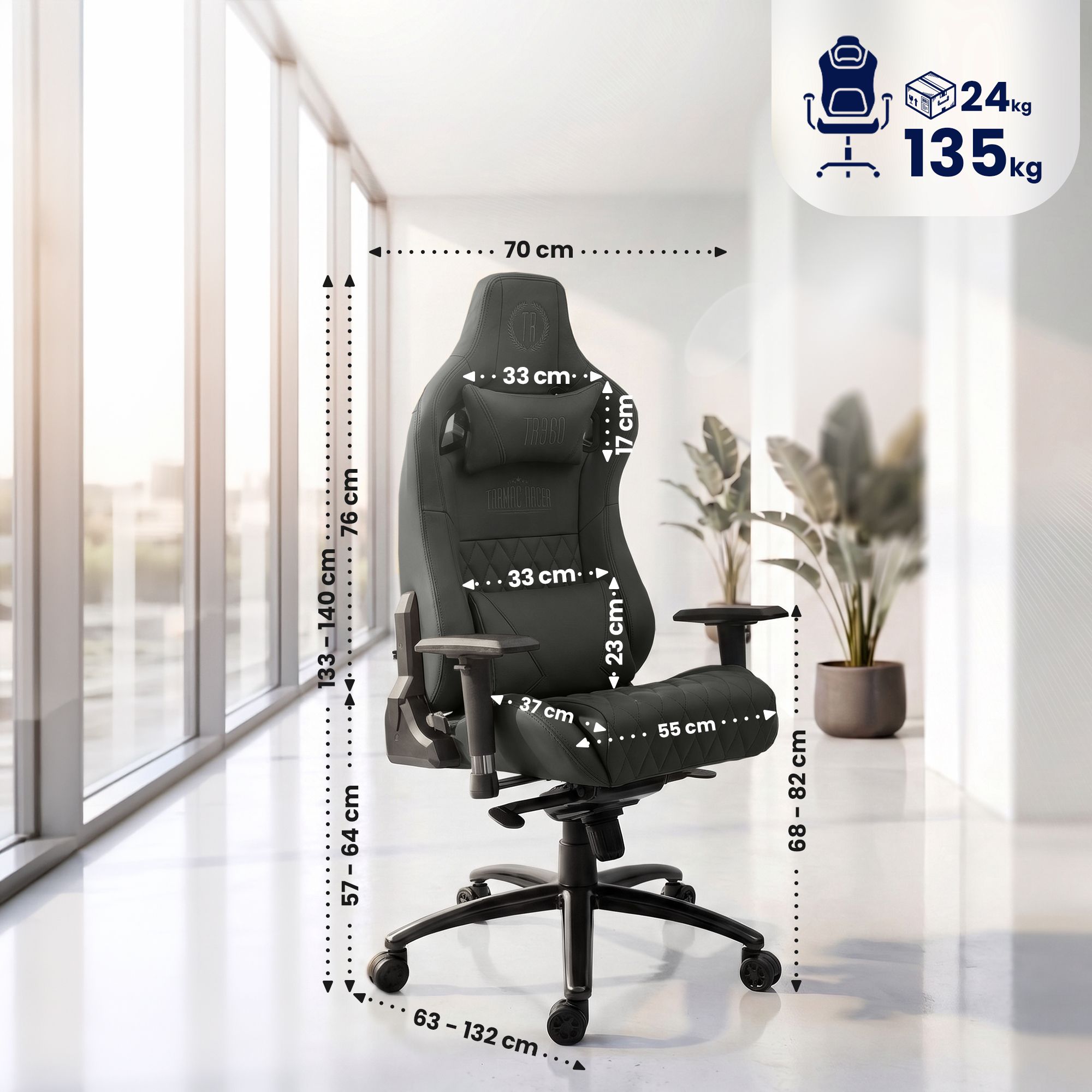 Fauteuil de bureau Gamer Keren en véritable cuir
