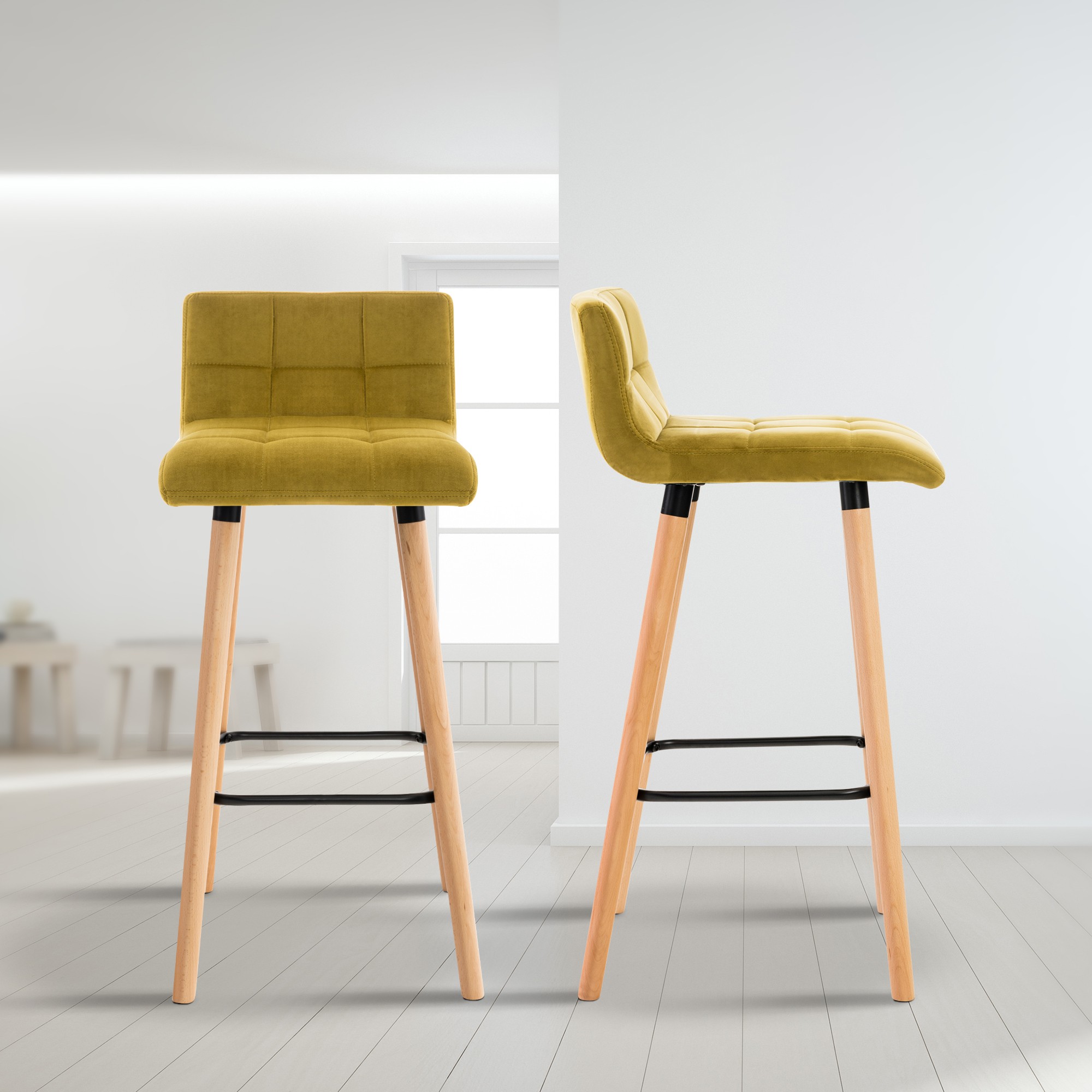 Tabouret de bar Lincoln velours