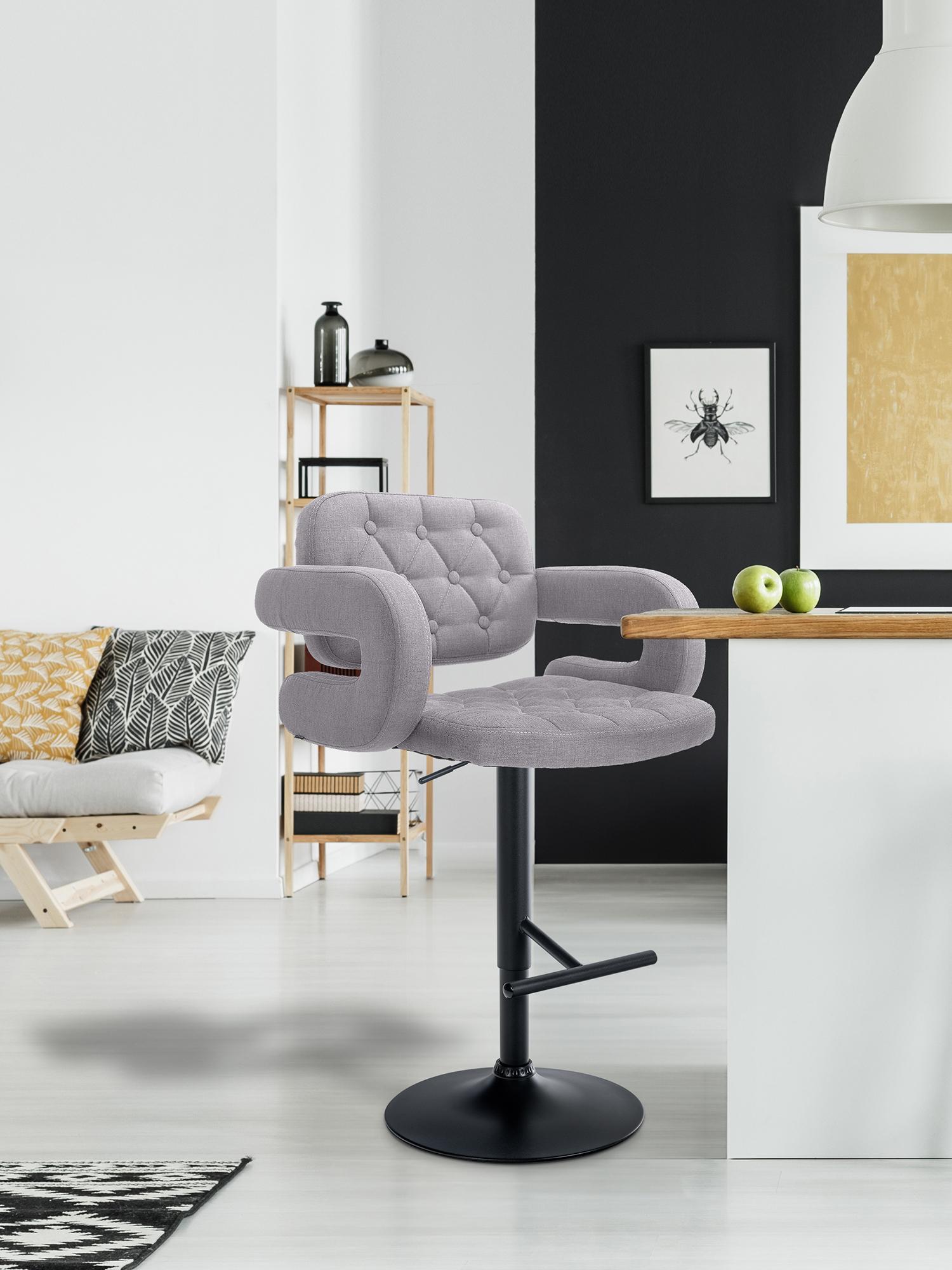 Tabouret de bar Dublin Tissu avec pied en métal