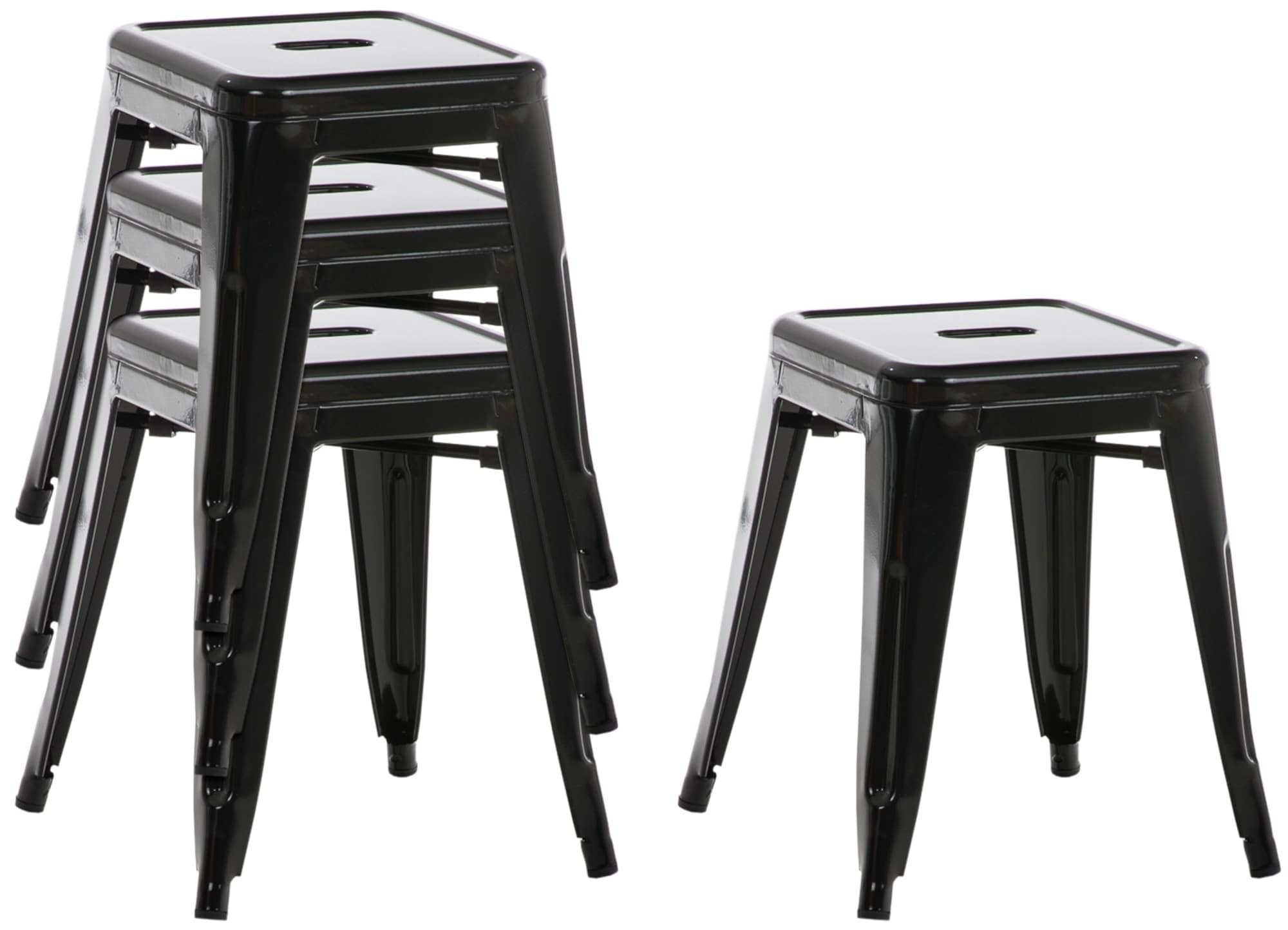Lot de 4 tabourets bas au style industriel Armin en métal