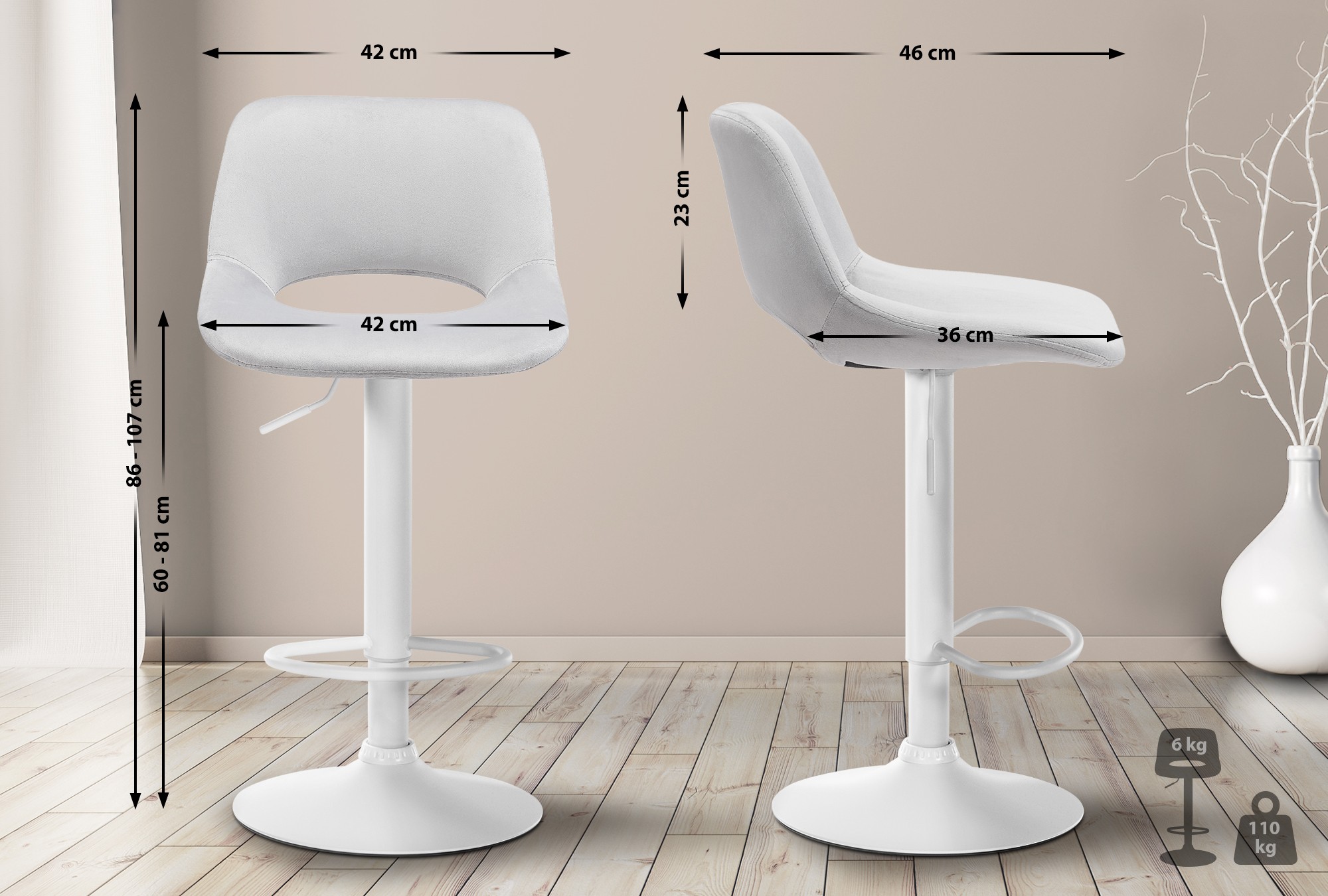 Tabouret de bar Camden velours