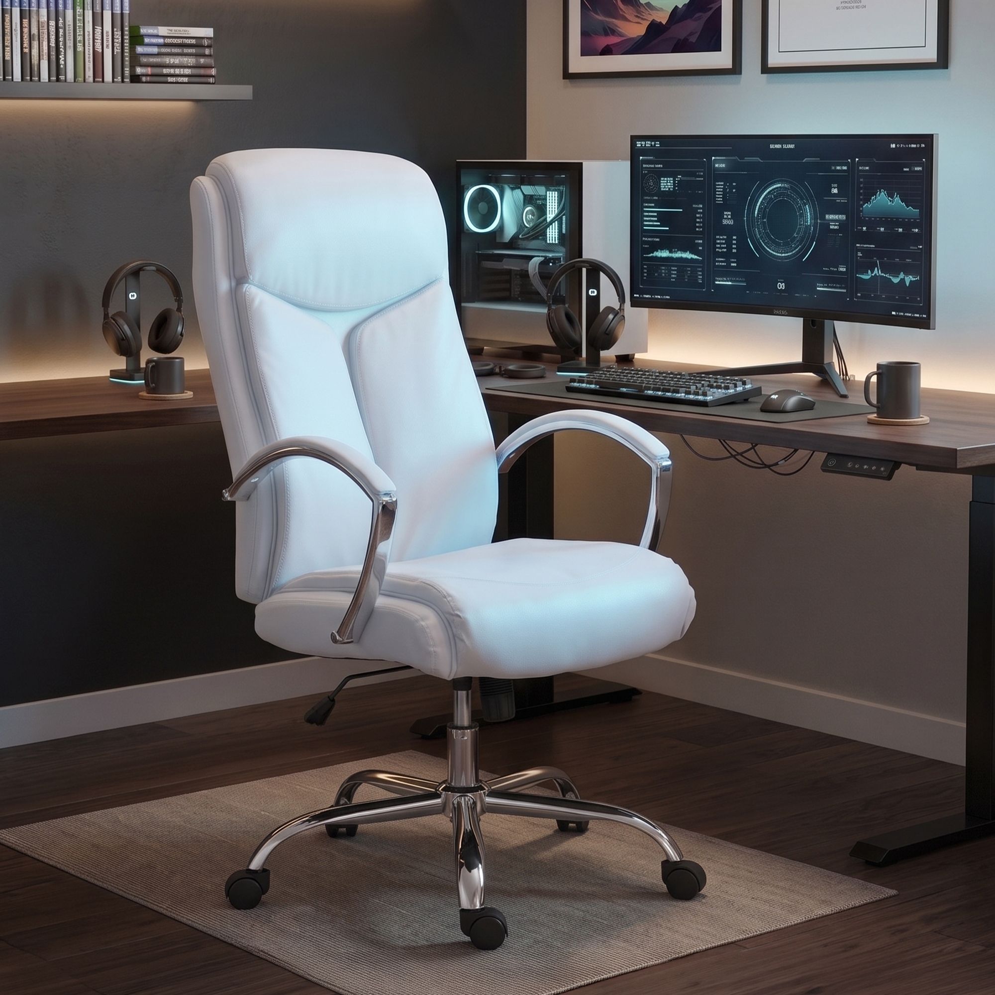 Chaise de bureau Arlen aspect cuir