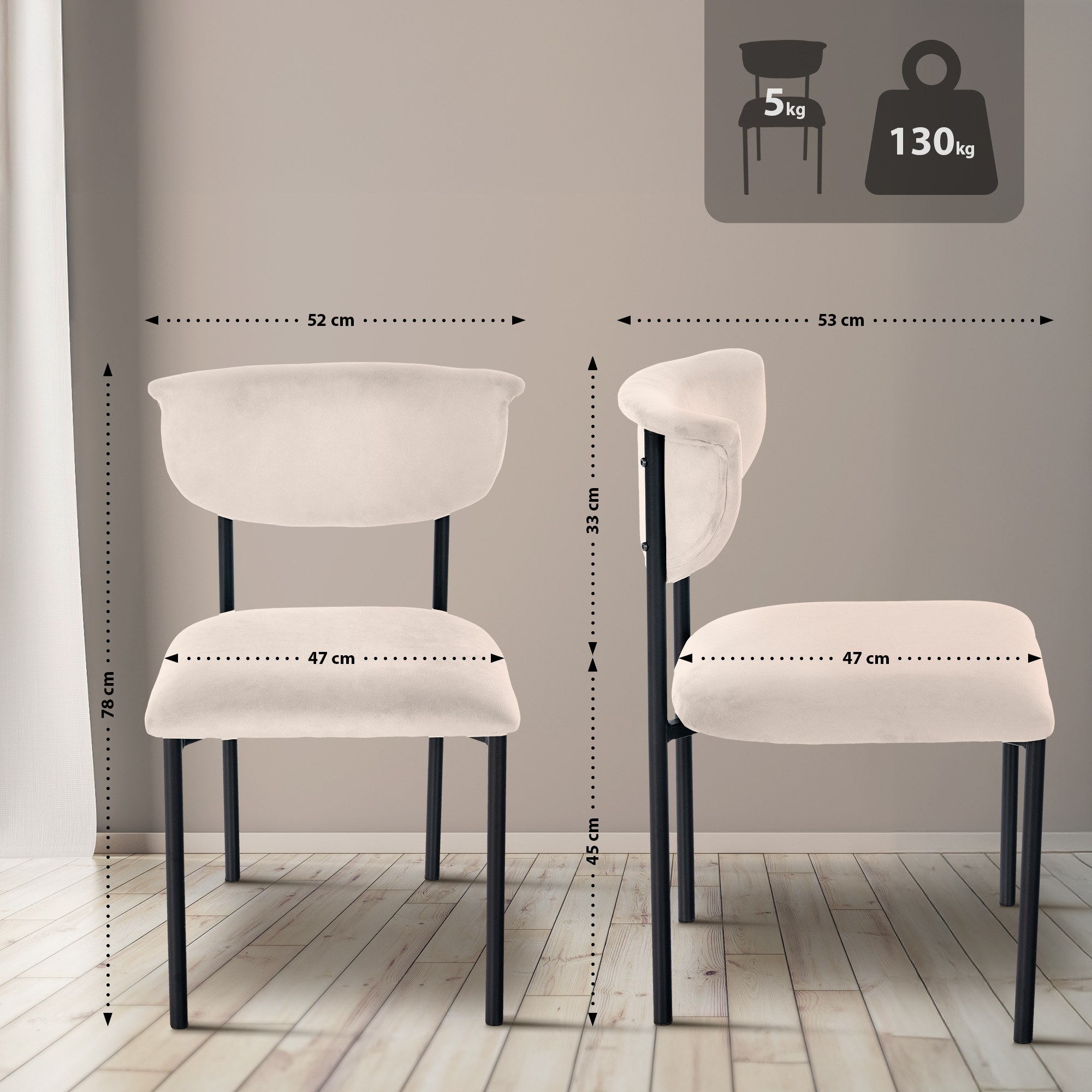 Chaise de salle à manger Gambell en Velours