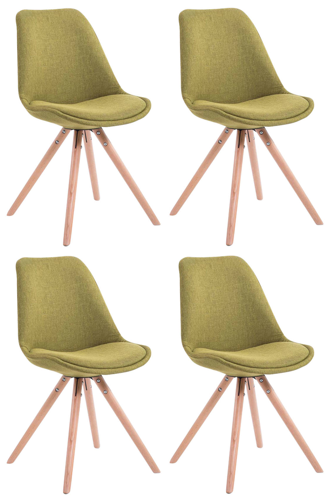 Lot de 4 Chaises de salle à manger Toulouse Tissu Pieds ronds bois