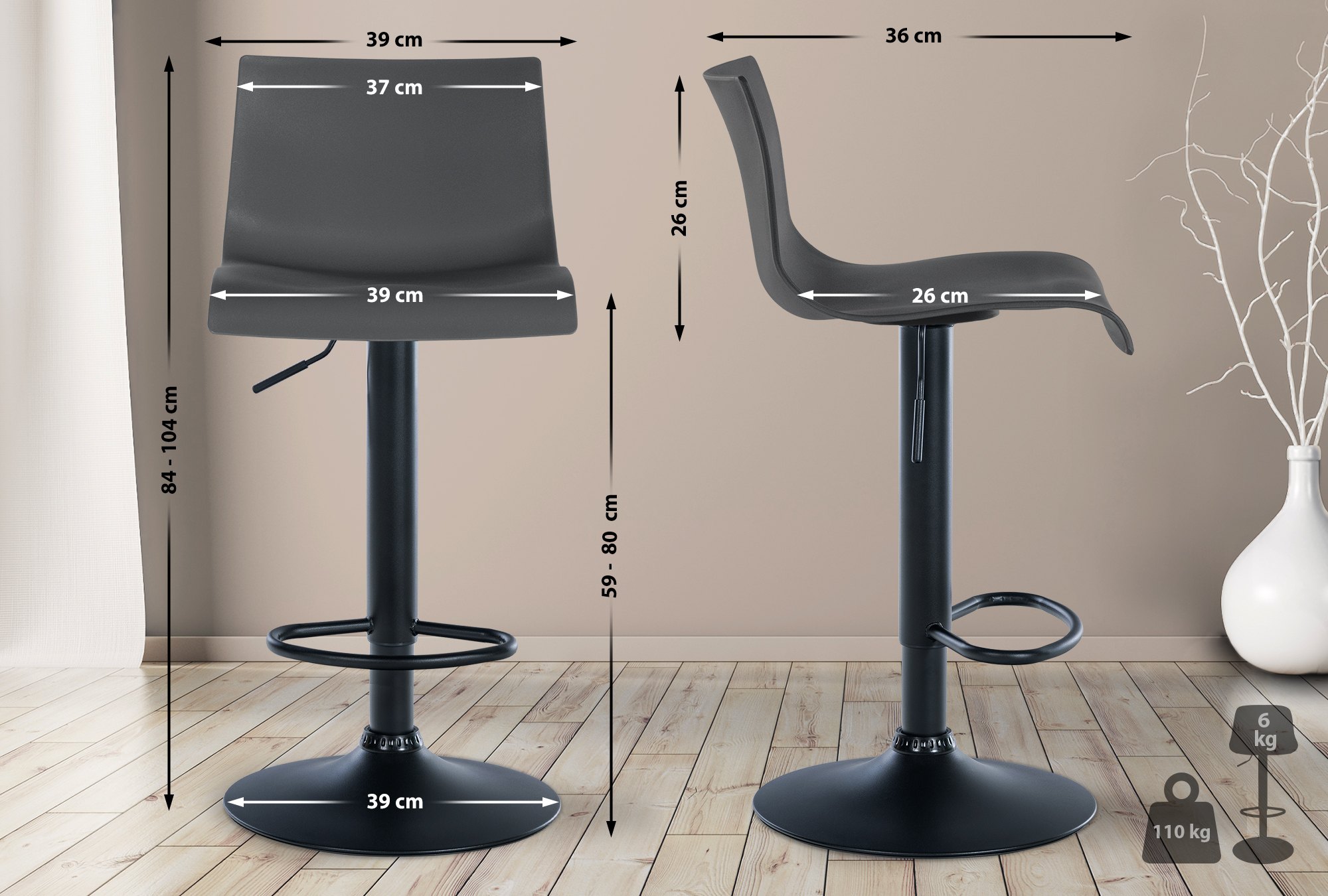 Lot de 2 tabourets de bar Branford