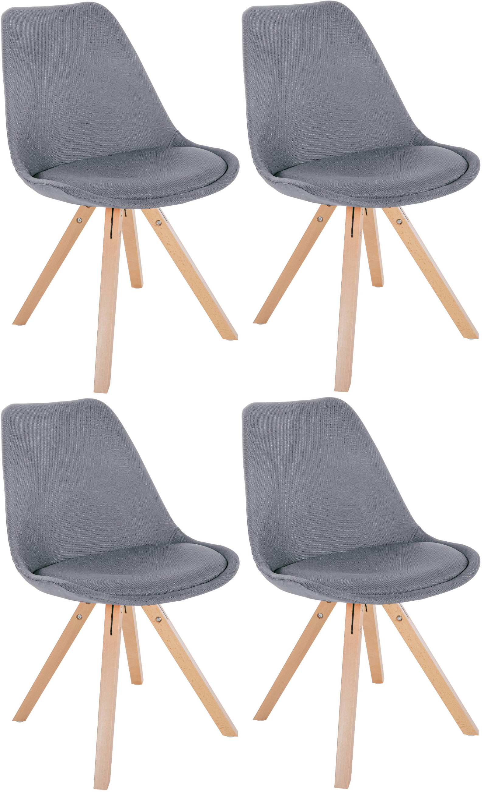 Lot de 4 chaises de salle à manger Sofia en tissu Pieds en bois