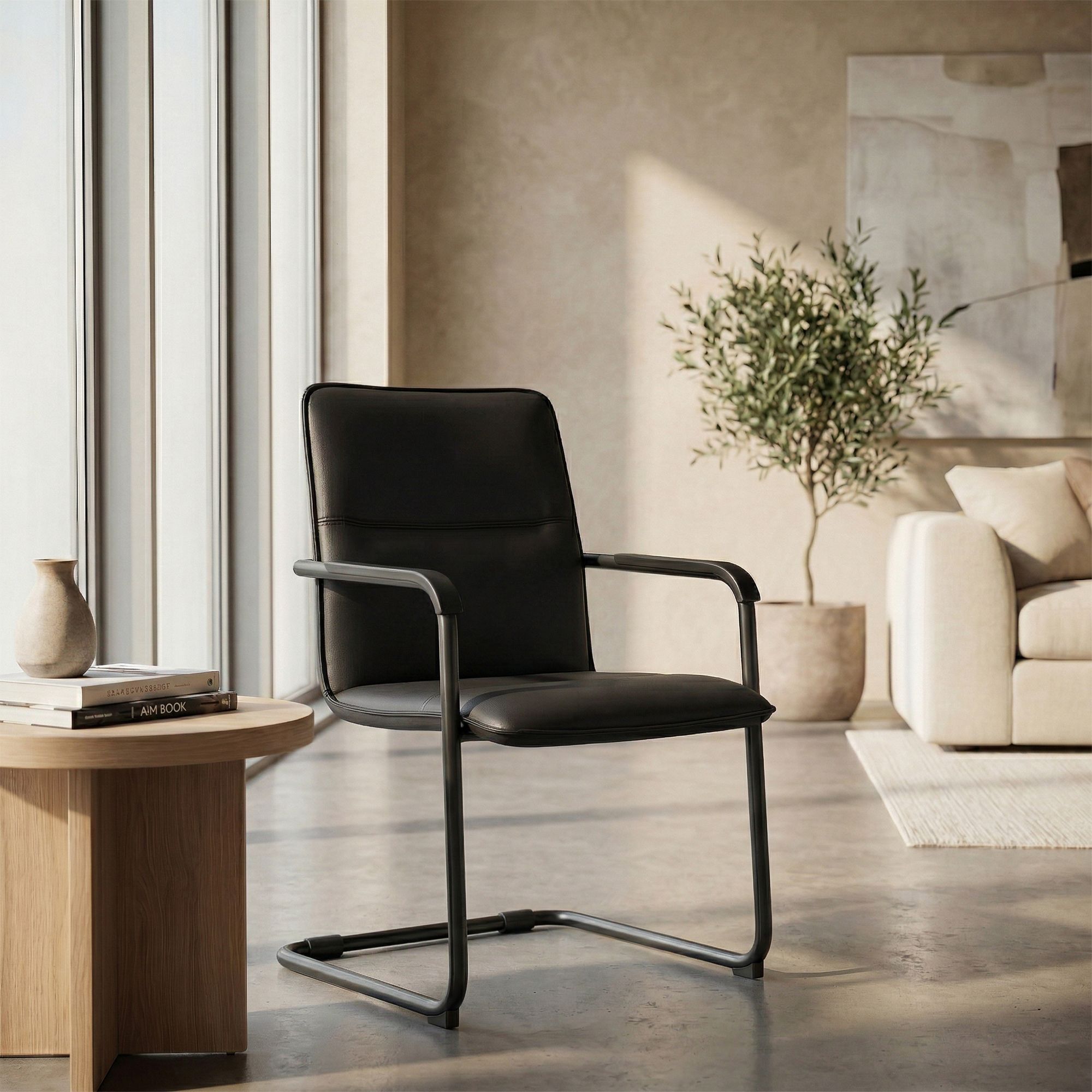 Lot de 2 chaises cantilever Seattle en similicuir