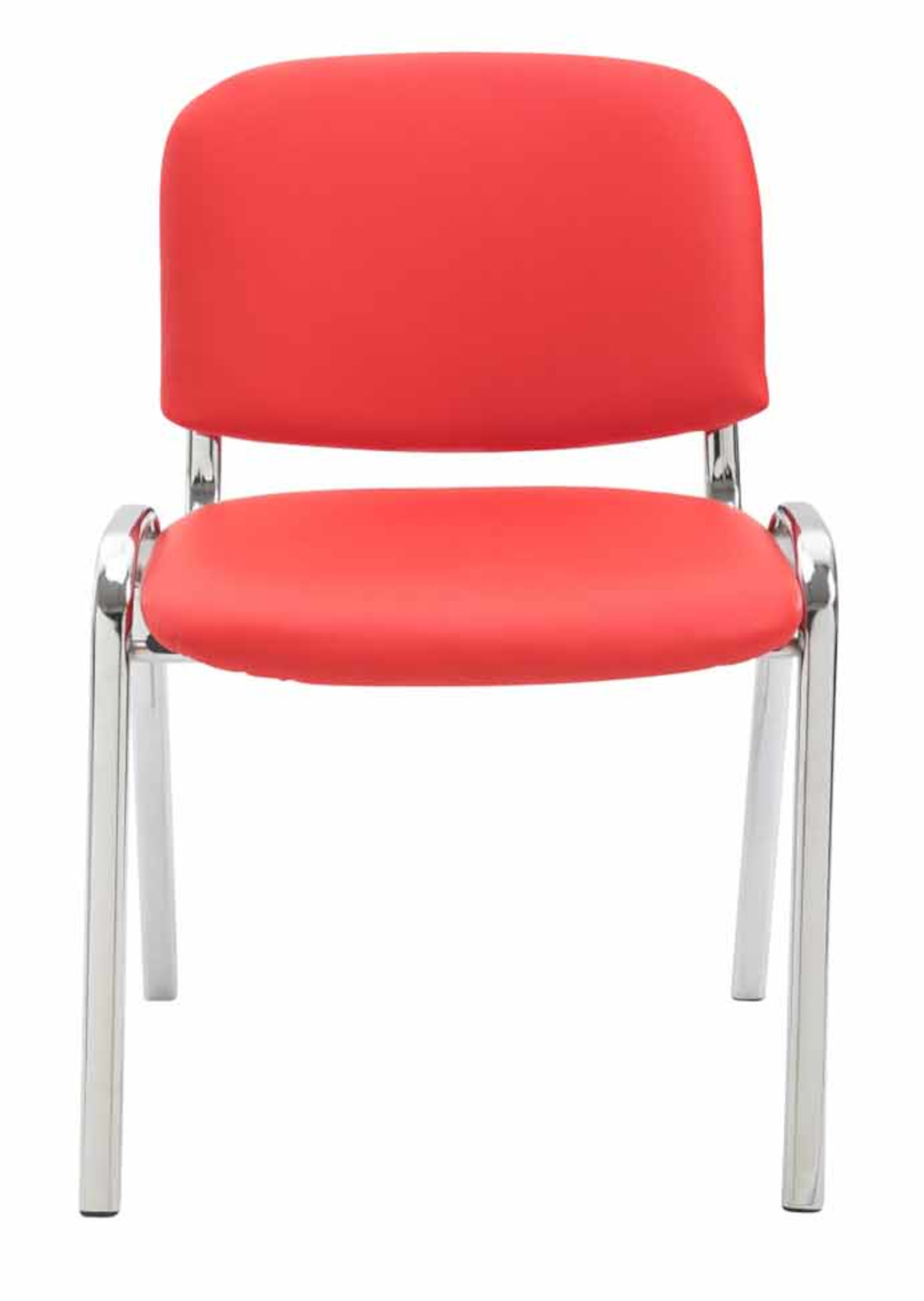 Lot de 4 Chaises de visiteur Ken en similicuir et pieds en métal chromé