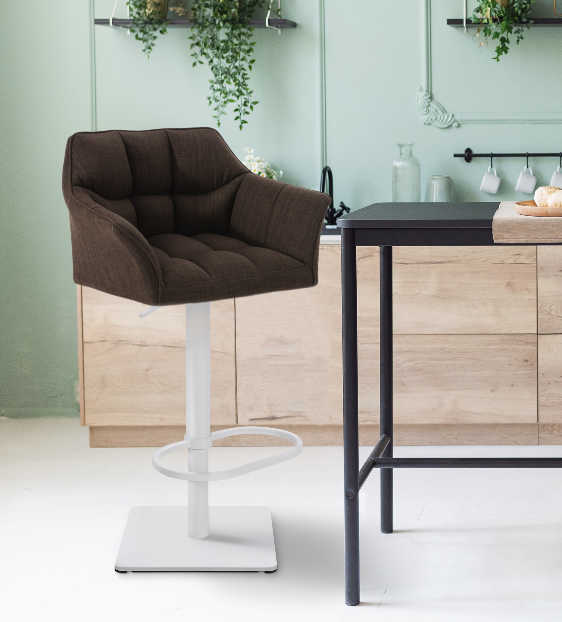 Tabouret de bar Damaso avec revetement en tissu